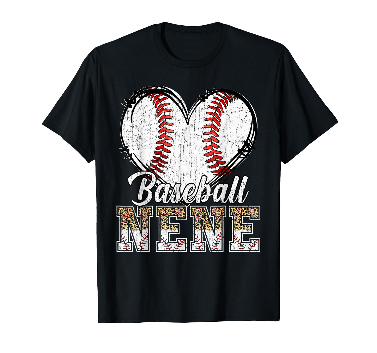 Softball Baseball Nene Heart Leopard T-Shirt - Custom Art Print Men Women - T-Shirt, Sweatshirt, Hoodie