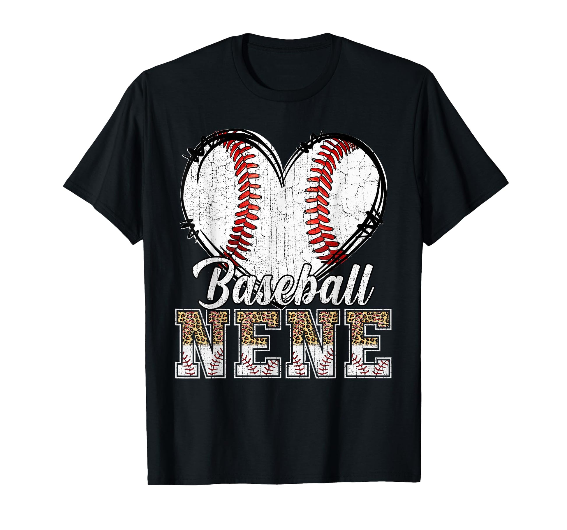Softball Baseball Nene Heart Leopard T-Shirt - Custom Art Print Men Women - T-Shirt, Sweatshirt, Hoodie