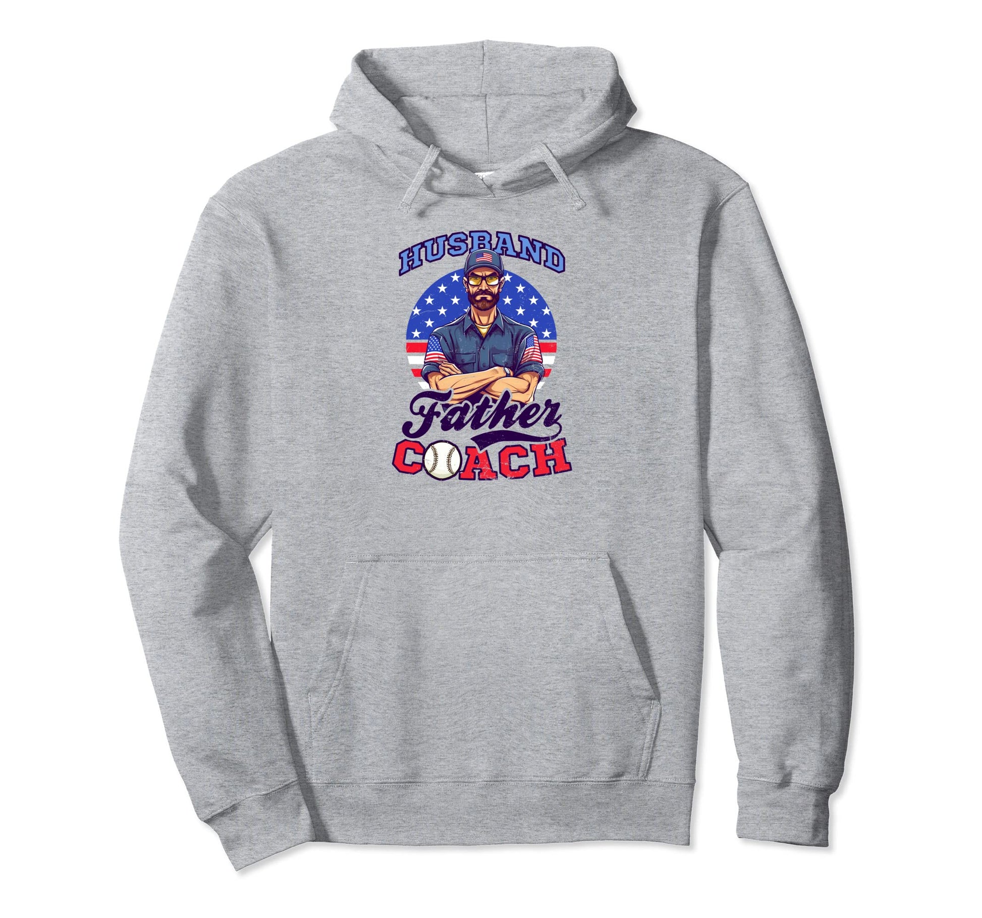 Husband Father Coach 4Th July Baseball Hoodie - Novelty Apparel Unisex - T-Shirt, Sweatshirt, Hoodie