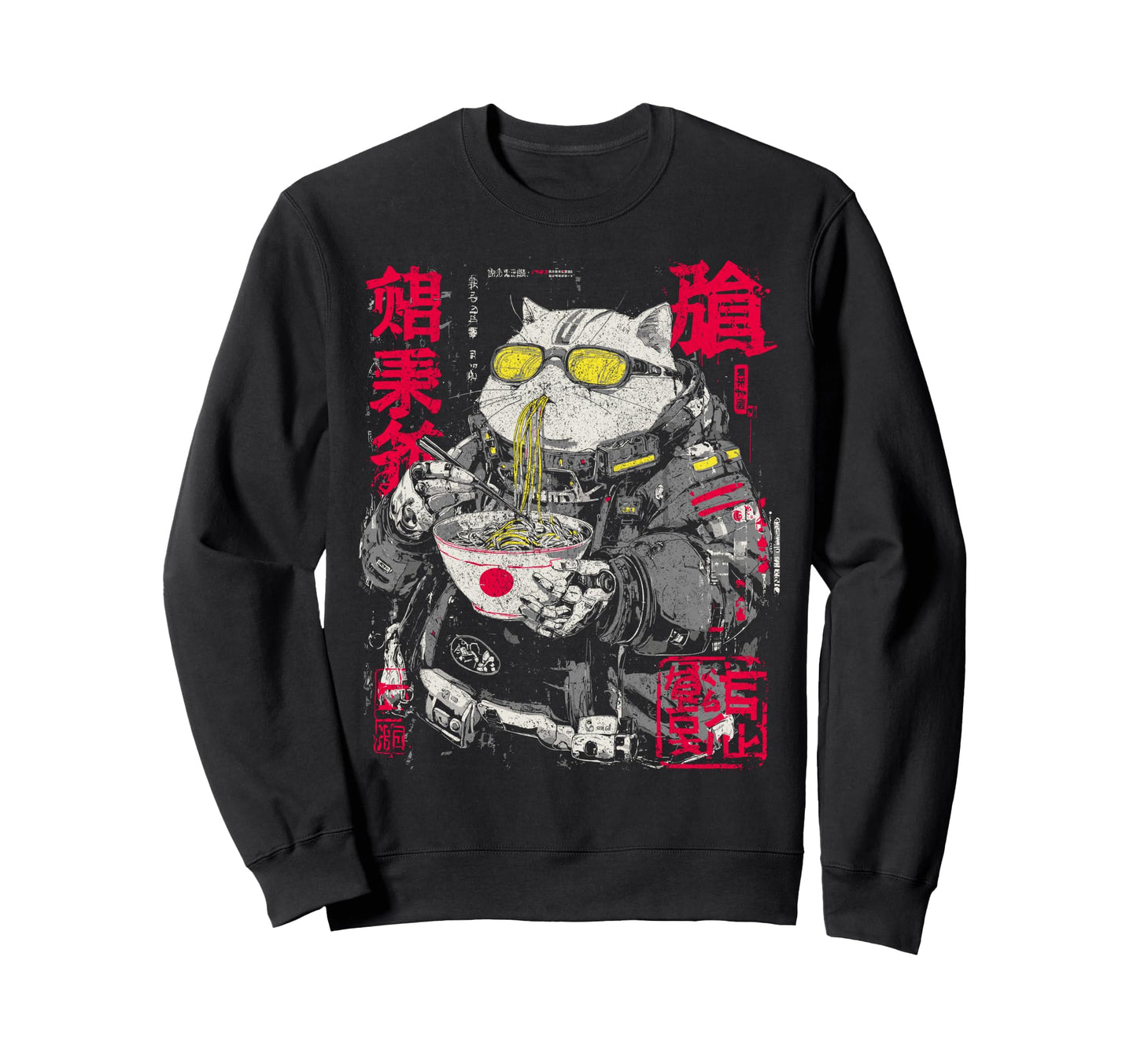 Japanese Streetwear Fatty Cat Eats Sweatshirt - Graphic Print Men Women - T-Shirt, Sweatshirt, Hoodie