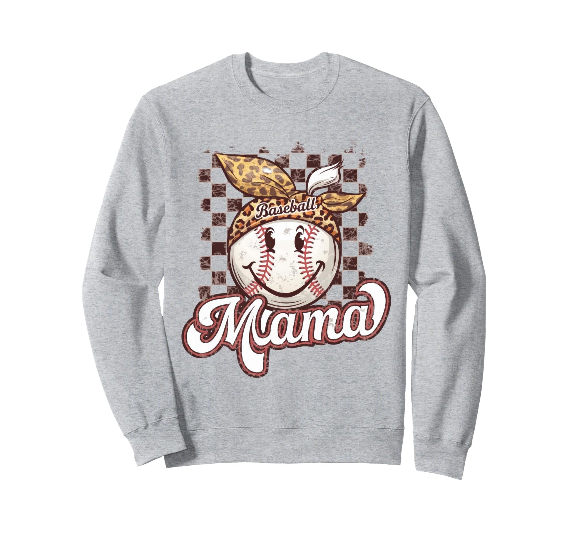 Leopard American Baseball Mom Mama Sweatshirt - Unique Graphic Men Women - T-Shirt, Sweatshirt, Hoodie