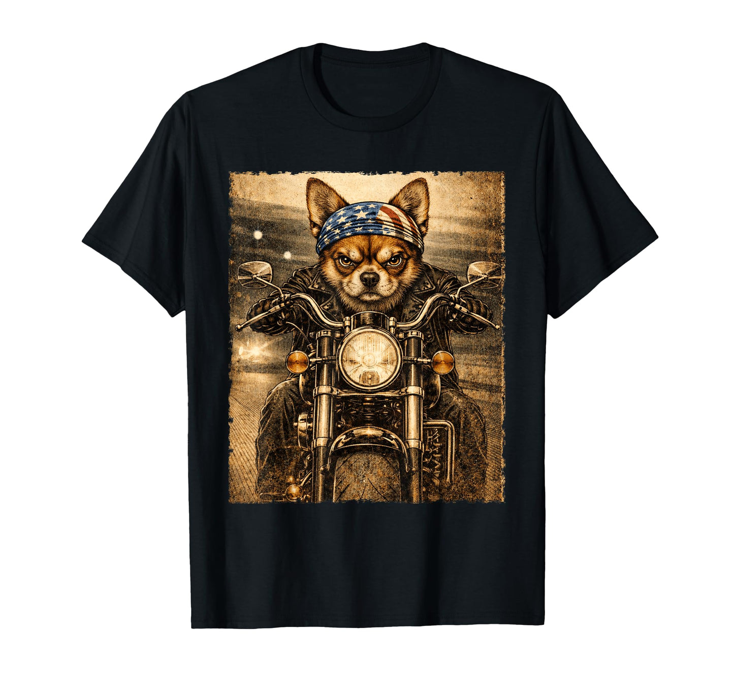 Chihuahua Dog Biker Riding Motorcycle T-Shirt - Trendy Graphic for Adults - T-Shirt, Sweatshirt, Hoodie