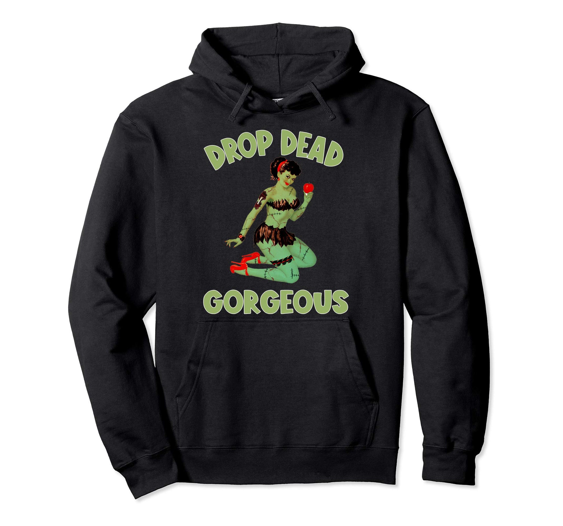 Zombie Pin Up Halloween Drop Dead Hoodie - Custom Art Print for Adults - T-Shirt, Sweatshirt, Hoodie