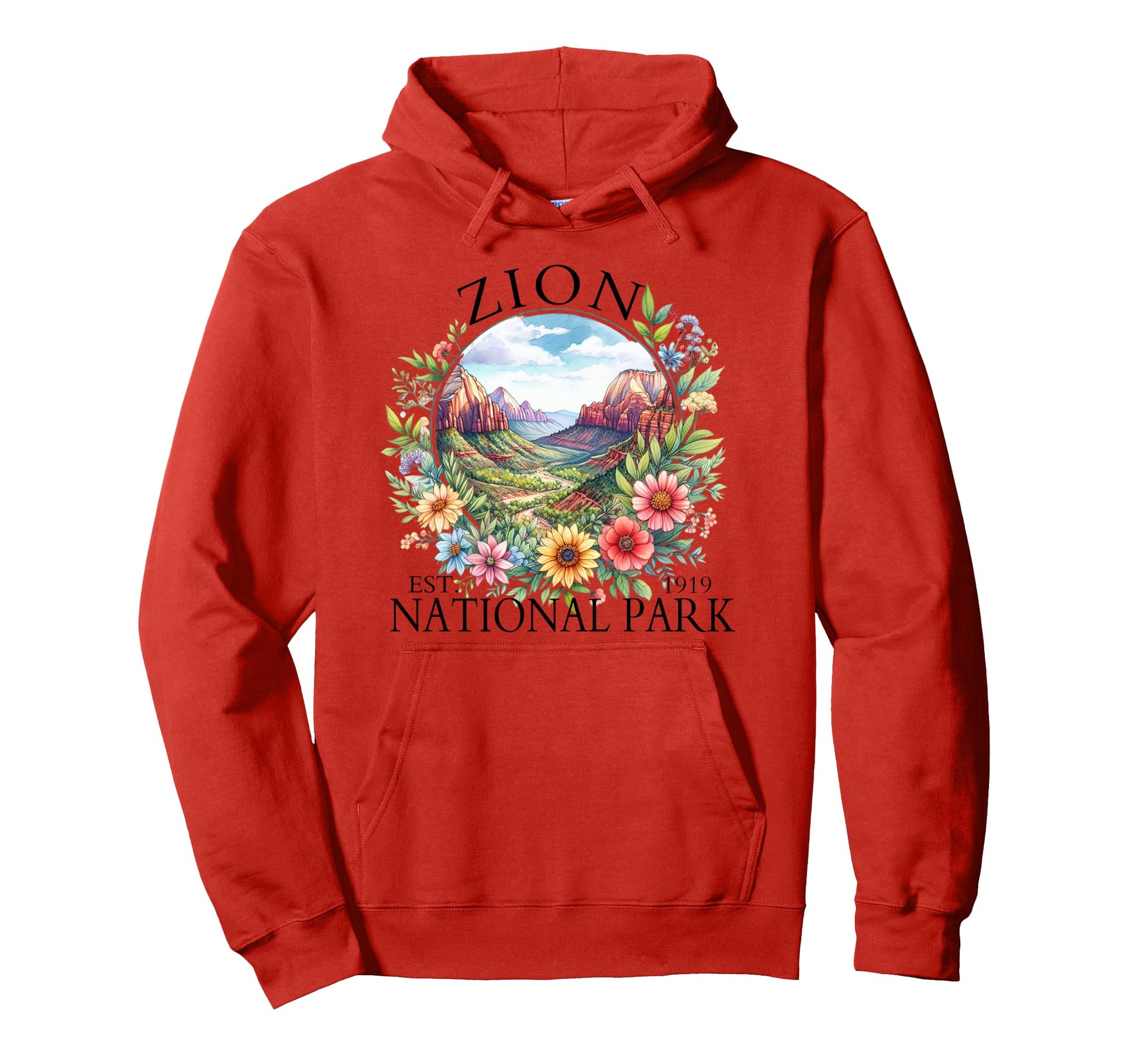 Floral Zion National Park Hiking Hoodie - Fun Novelty Design for Adults - T-Shirt, Sweatshirt, Hoodie
