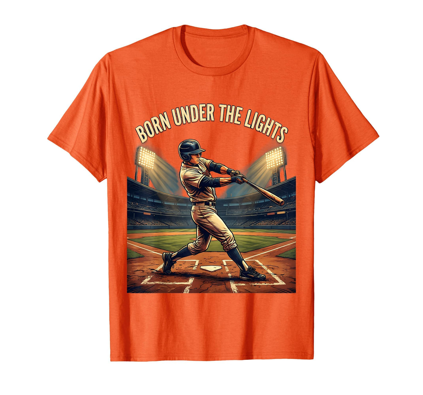 Born Under Lights Baseball T-Shirt - Fun Novelty Design for Adults - T-Shirt, Sweatshirt, Hoodie