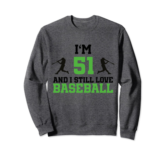 51St Birthday Baseball 51 Years Sweatshirt - Custom Art Print for Adults - T-Shirt, Sweatshirt, Hoodie