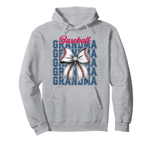 Baseball Grandma Coquette Bow Baseball Hoodie - Novelty Apparel Unisex - T-Shirt, Sweatshirt, Hoodie