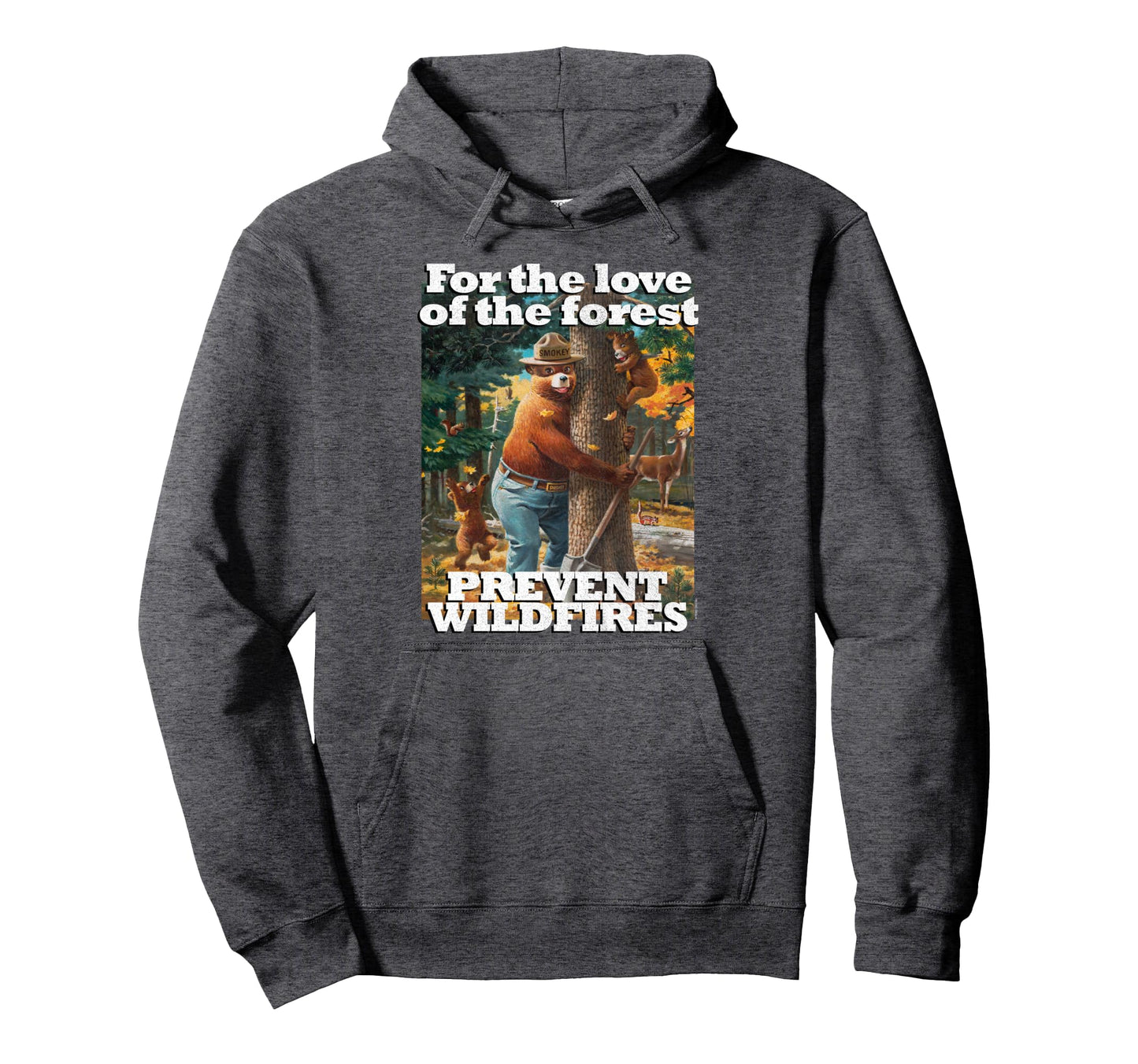 Smokey Bear Love Forest Hoodie - Minimalist Print Men Women - T-Shirt, Sweatshirt, Hoodie