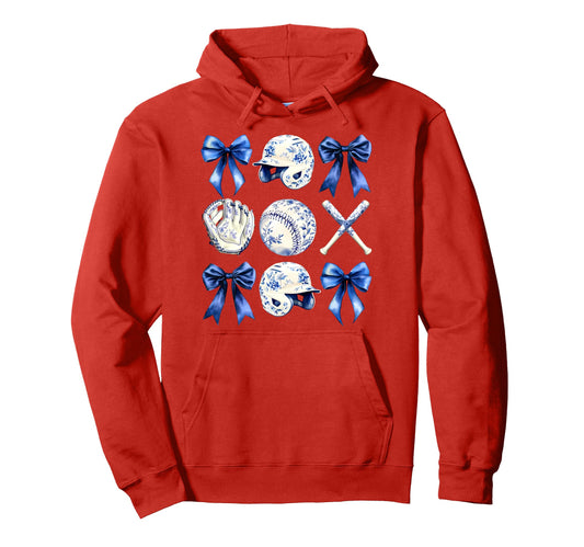 Baseball Coquette Bow Baseball Mama Hoodie - Fun Novelty Design for Adults - T-Shirt, Sweatshirt, Hoodie