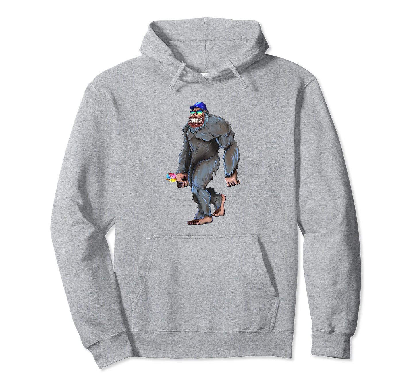 Bigfoot Ice Cream Sasquatch Baseball Hoodie - Aesthetic Graphic Men Women - T-Shirt, Sweatshirt, Hoodie