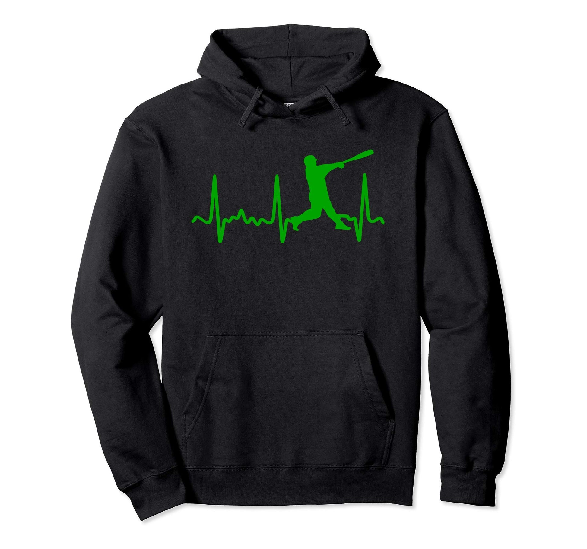 Green Heartbeat Baseball Batter Green Hoodie - Graphic Print Men Women - T-Shirt, Sweatshirt, Hoodie