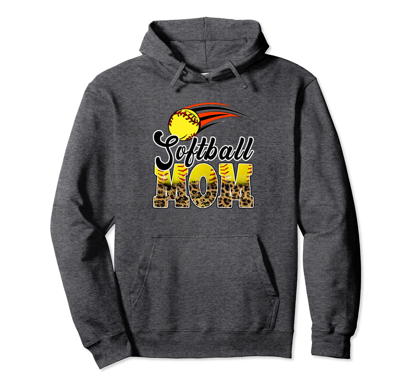 Softball Mom Leopard Funny Hoodie - Casual Everyday Wear Men Women - T-Shirt, Sweatshirt, Hoodie