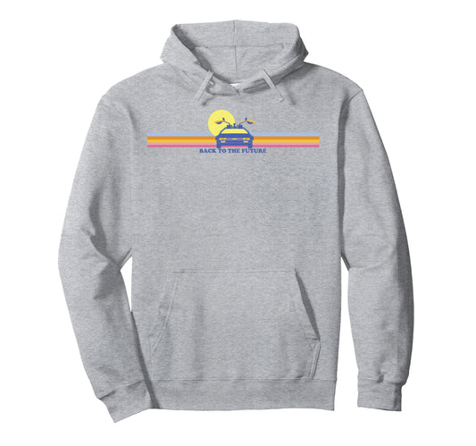 Back To Future Delorean Chest Stripes Hoodie - Custom Art Print for Adults - T-Shirt, Sweatshirt, Hoodie