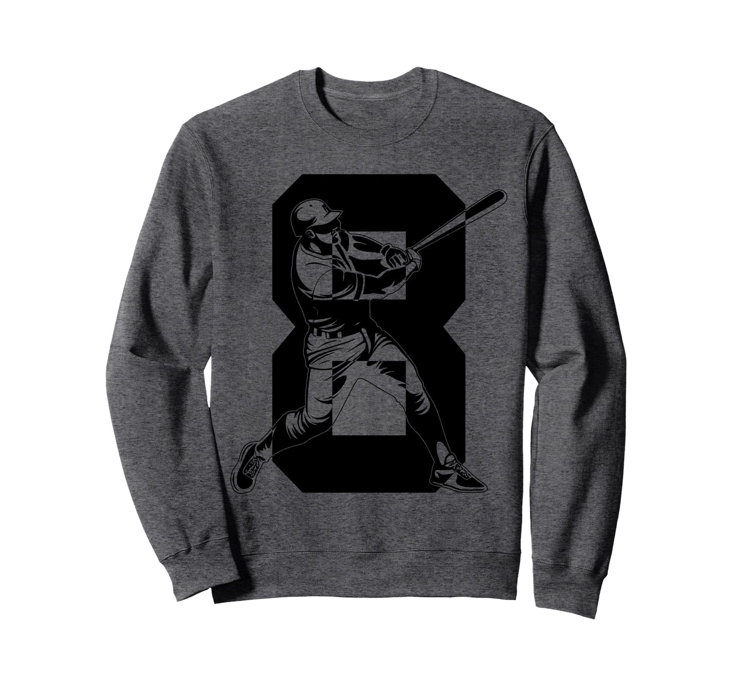 Number 8 Years Baseball 8Th Sweatshirt - Fun Novelty Design for Adults - T-Shirt, Sweatshirt, Hoodie