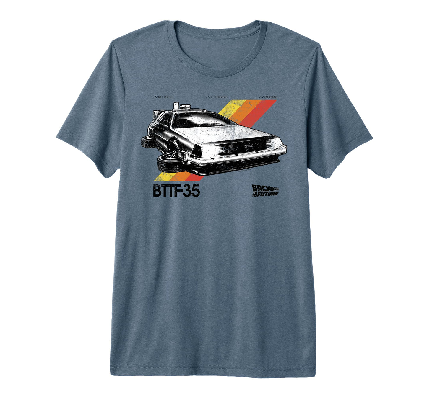 Back To Future 35Th Stripe Delorean Tri T-Shirt - Trendy Graphic Men Women - T-Shirt, Sweatshirt, Hoodie