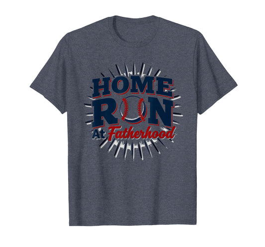 Baseball Dad Home Run Fatherhood Heather T-Shirt - Minimalist Print Unisex - T-Shirt, Sweatshirt, Hoodie