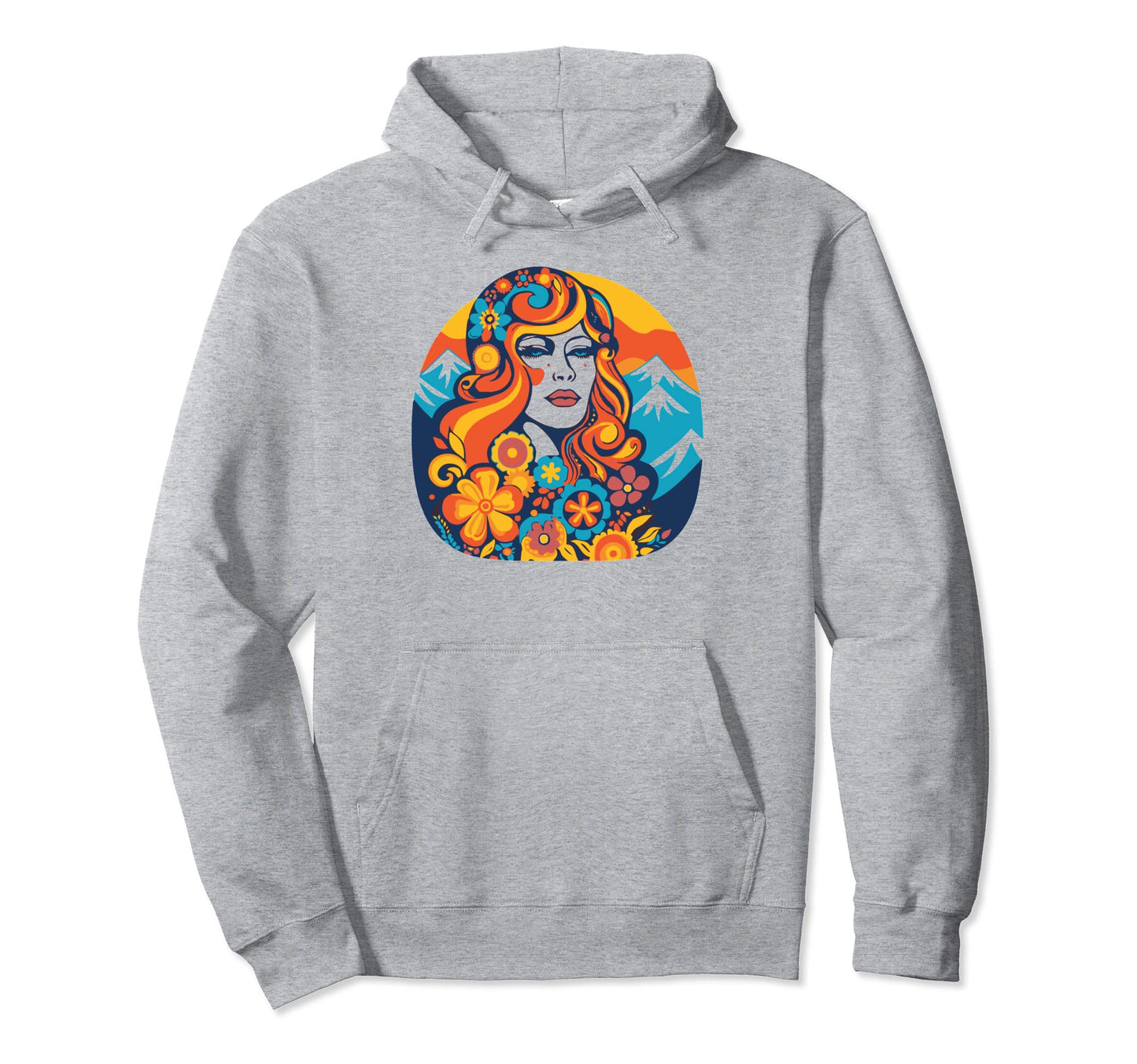 Groovy Mountain Mama Hippie 60S Hoodie - Custom Art Print for Adults - T-Shirt, Sweatshirt, Hoodie