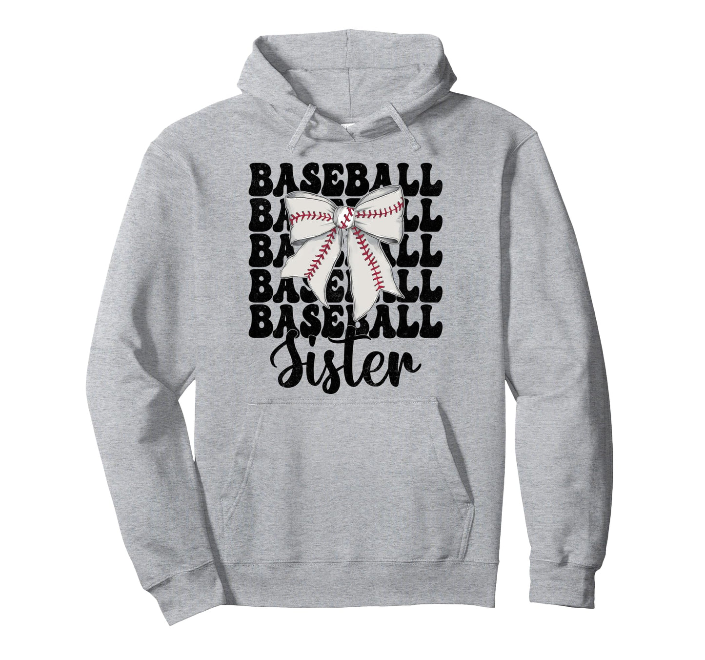 Baseball Sister Baseball Coquette Bow Hoodie - Graphic Print Unisex - T-Shirt, Sweatshirt, Hoodie