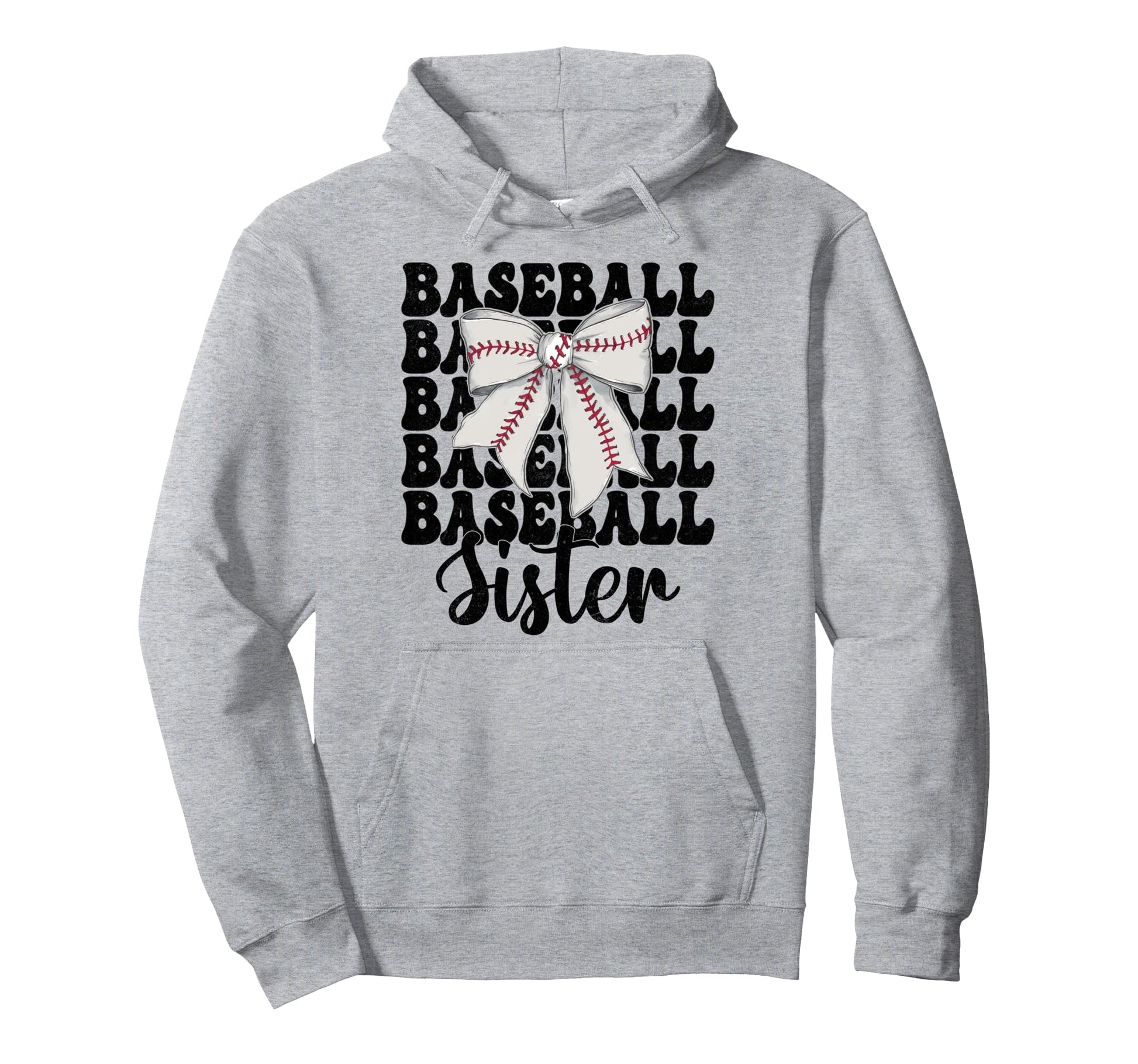 Baseball Sister Baseball Coquette Bow Hoodie - Graphic Print Unisex - T-Shirt, Sweatshirt, Hoodie