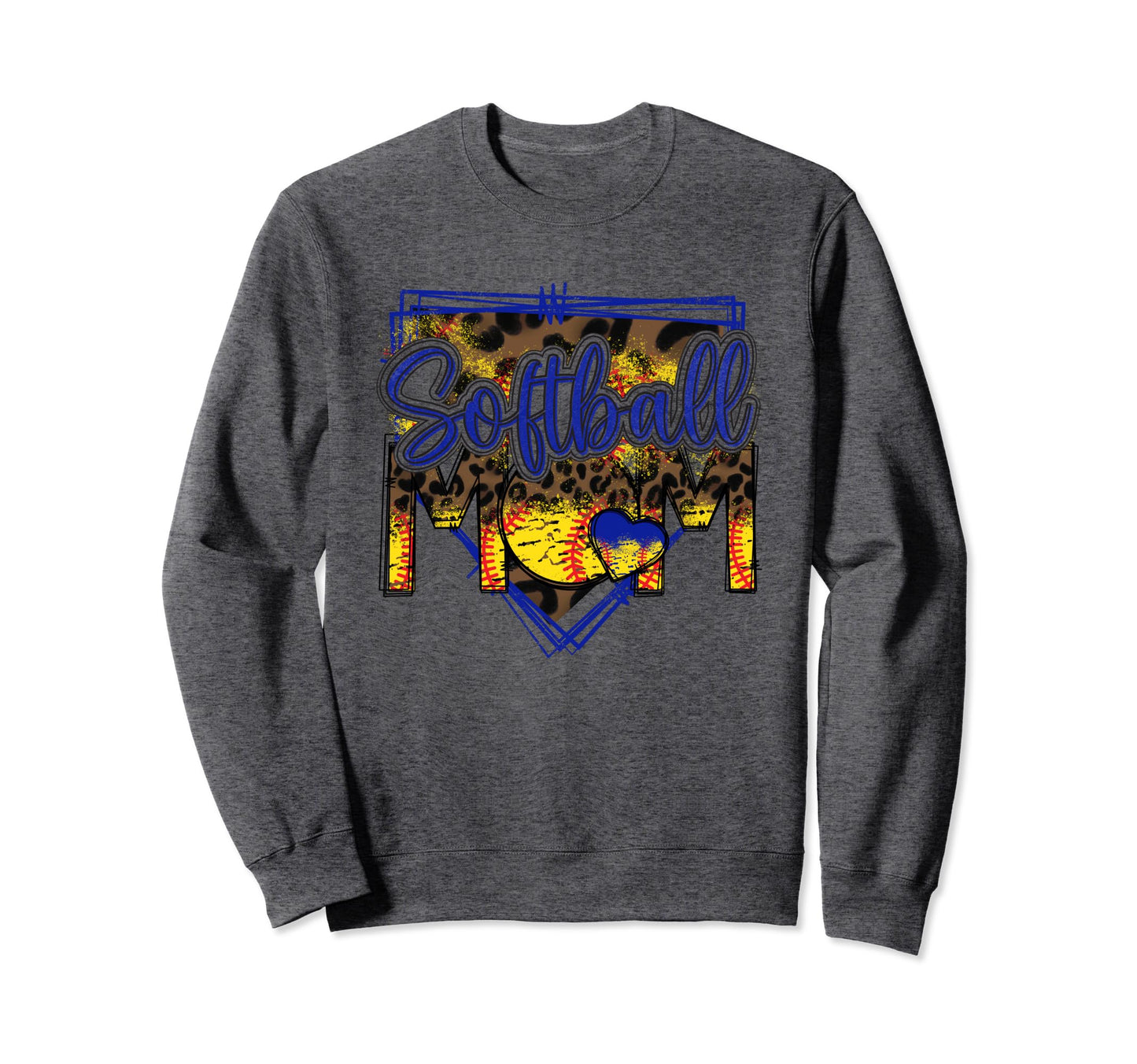 Softball Mom Leopard Funny Softball Sweatshirt - Aesthetic Graphic Unisex - T-Shirt, Sweatshirt, Hoodie