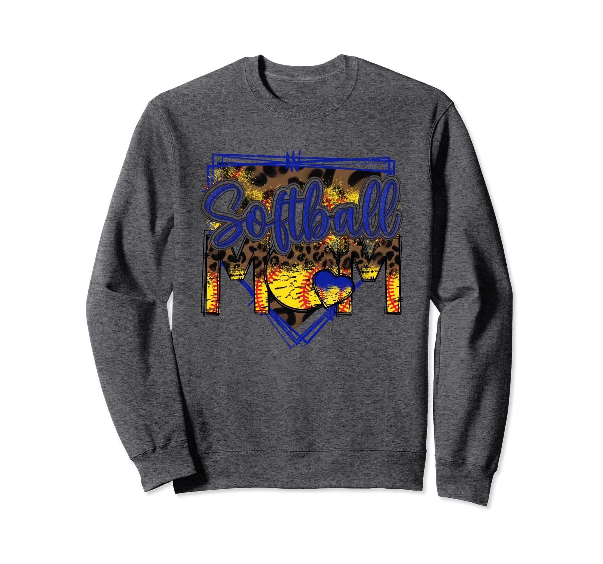 Softball Mom Leopard Funny Softball Sweatshirt - Aesthetic Graphic Unisex - T-Shirt, Sweatshirt, Hoodie