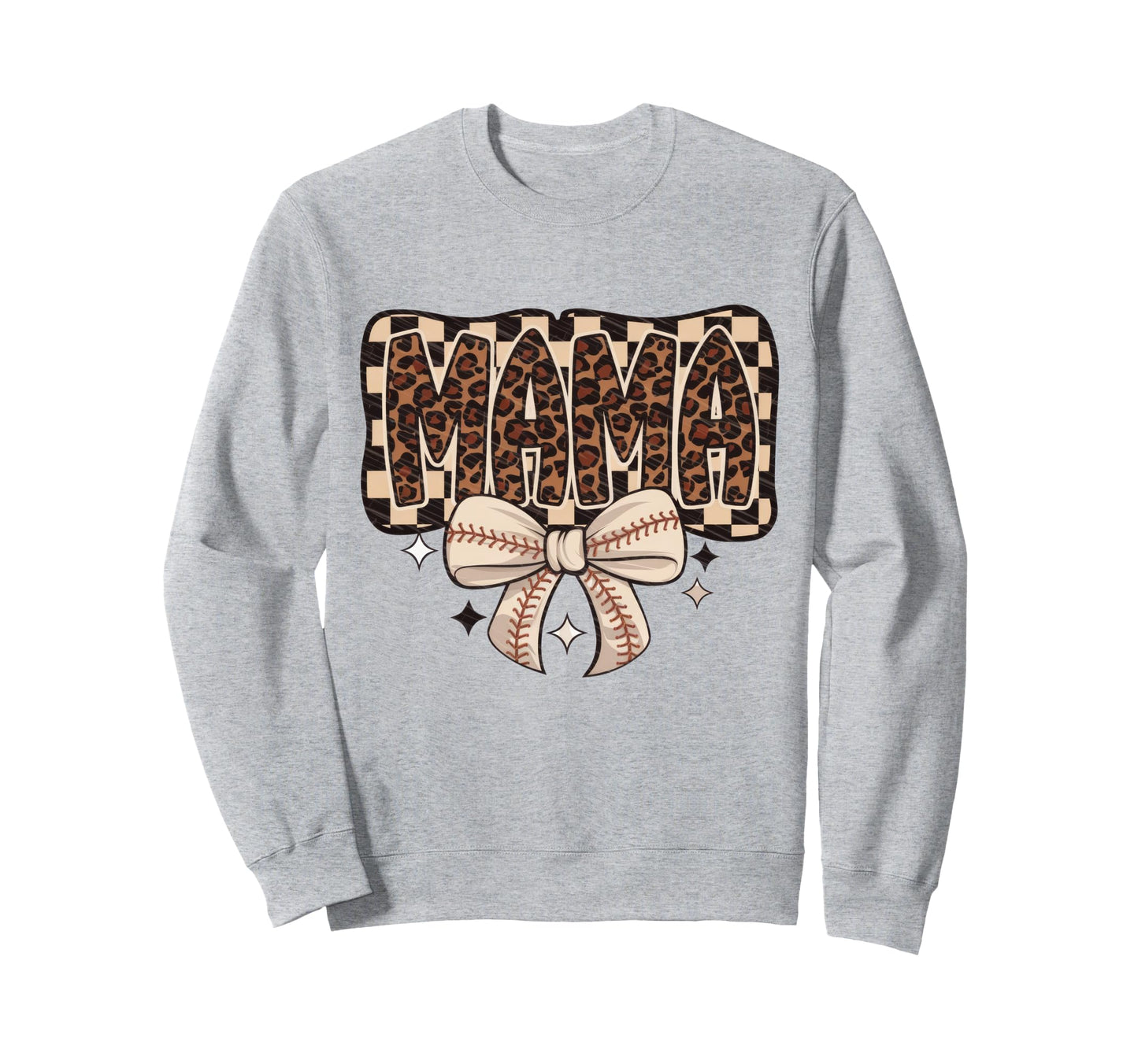 Leopard American Baseball Mom Mama Sweatshirt - Graphic Print Unisex - T-Shirt, Sweatshirt, Hoodie