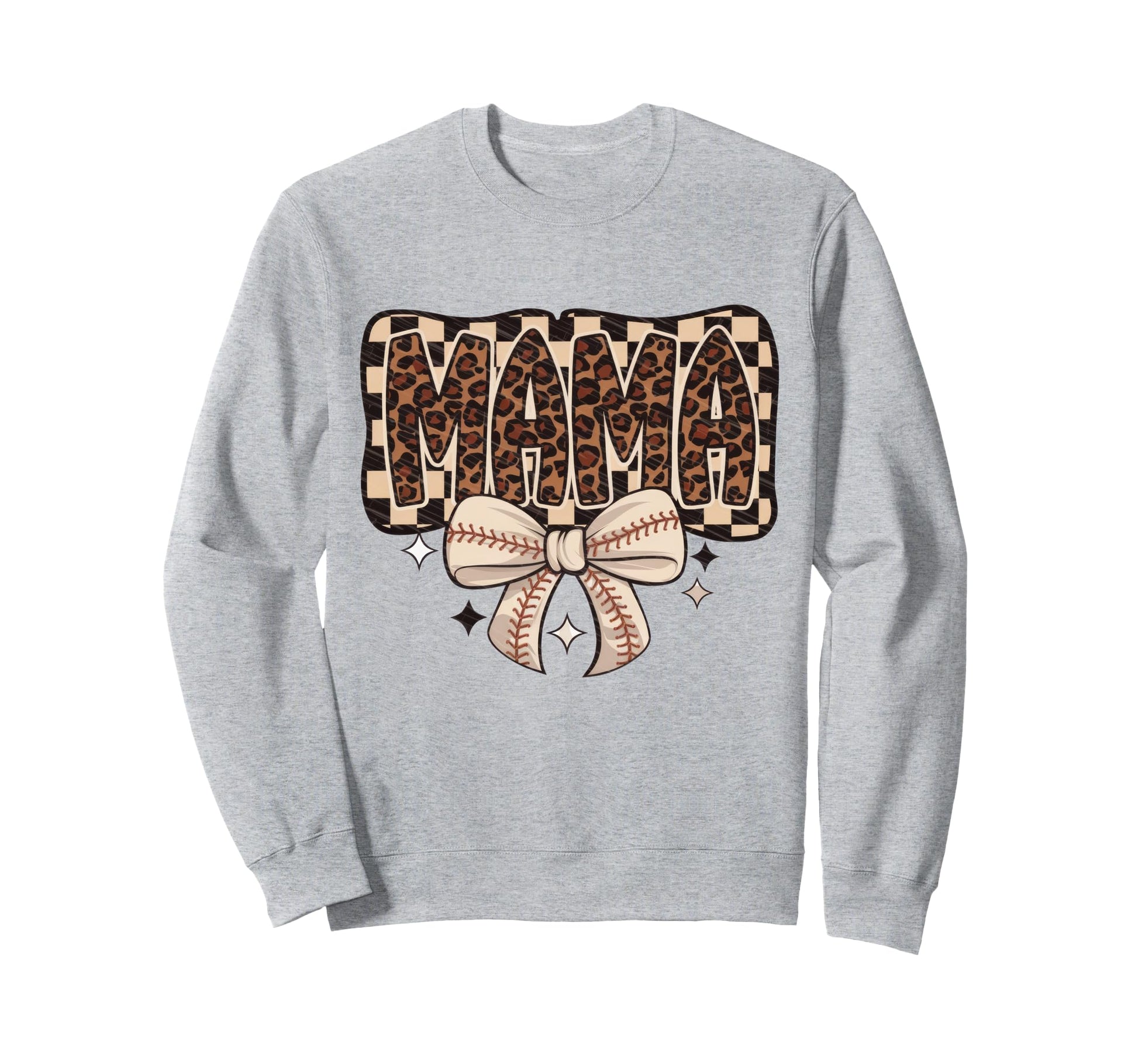 Leopard American Baseball Mom Mama Sweatshirt - Graphic Print Unisex - T-Shirt, Sweatshirt, Hoodie