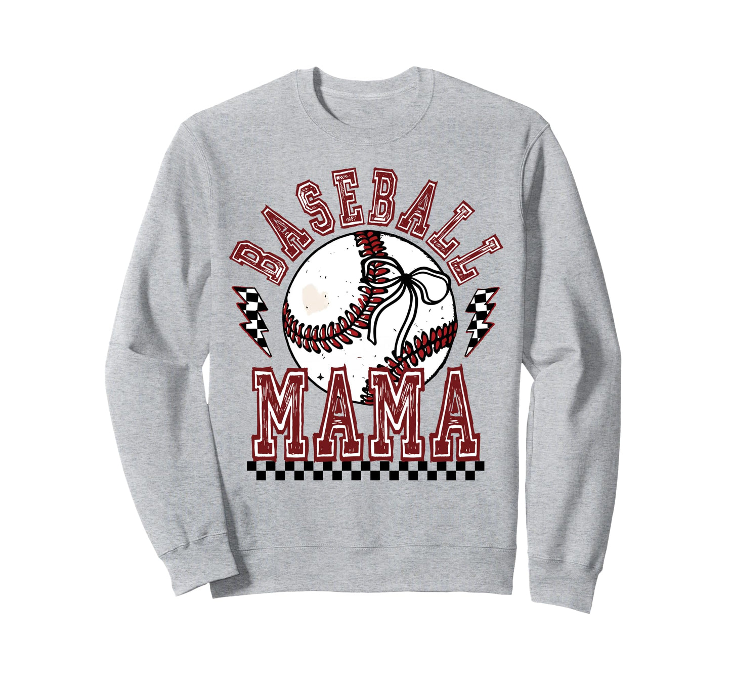 Checkered Baseball Mama Coquette Sweatshirt - Streetwear Style for Adults - T-Shirt, Sweatshirt, Hoodie