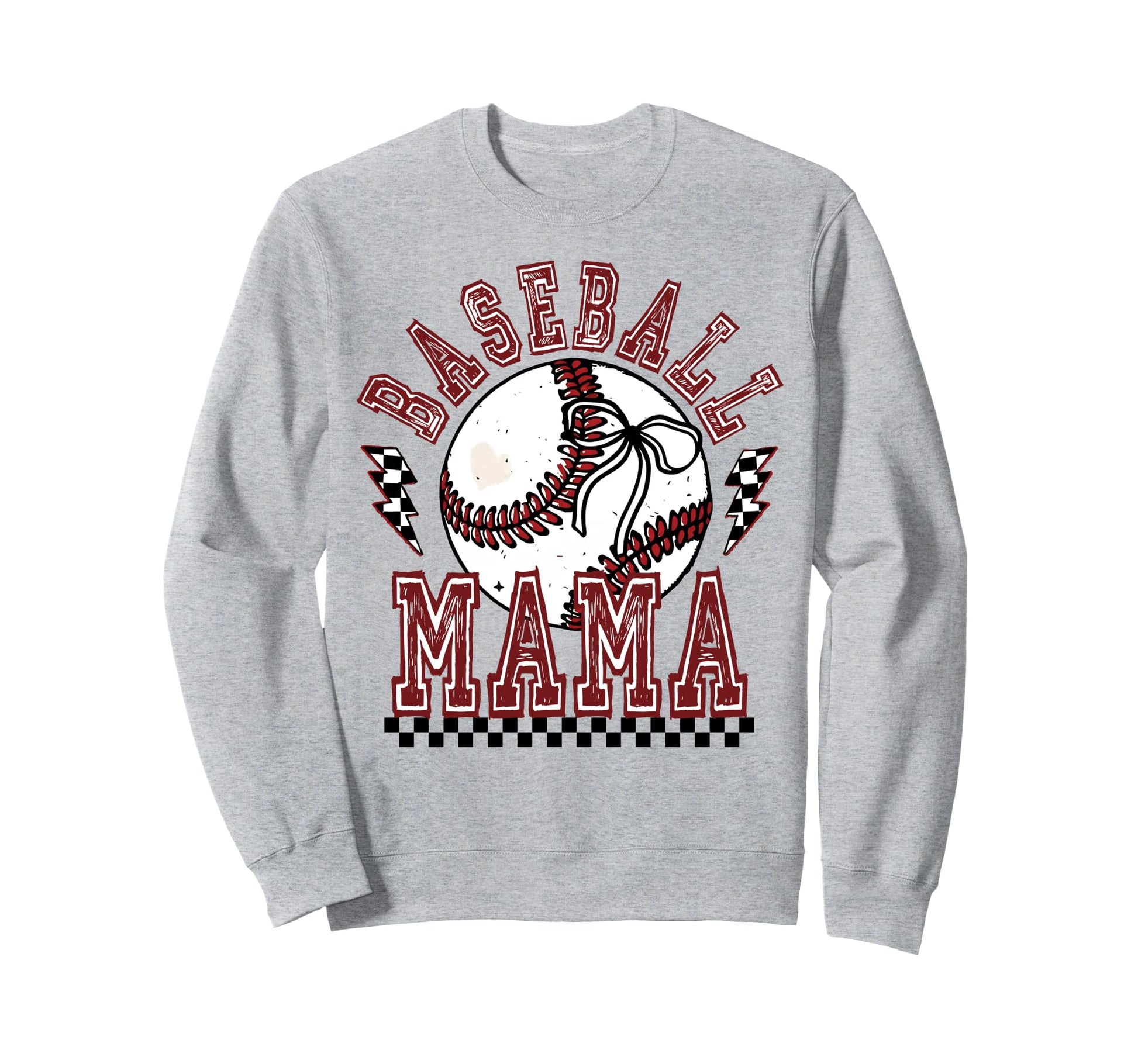 Checkered Baseball Mama Coquette Sweatshirt - Streetwear Style for Adults - T-Shirt, Sweatshirt, Hoodie