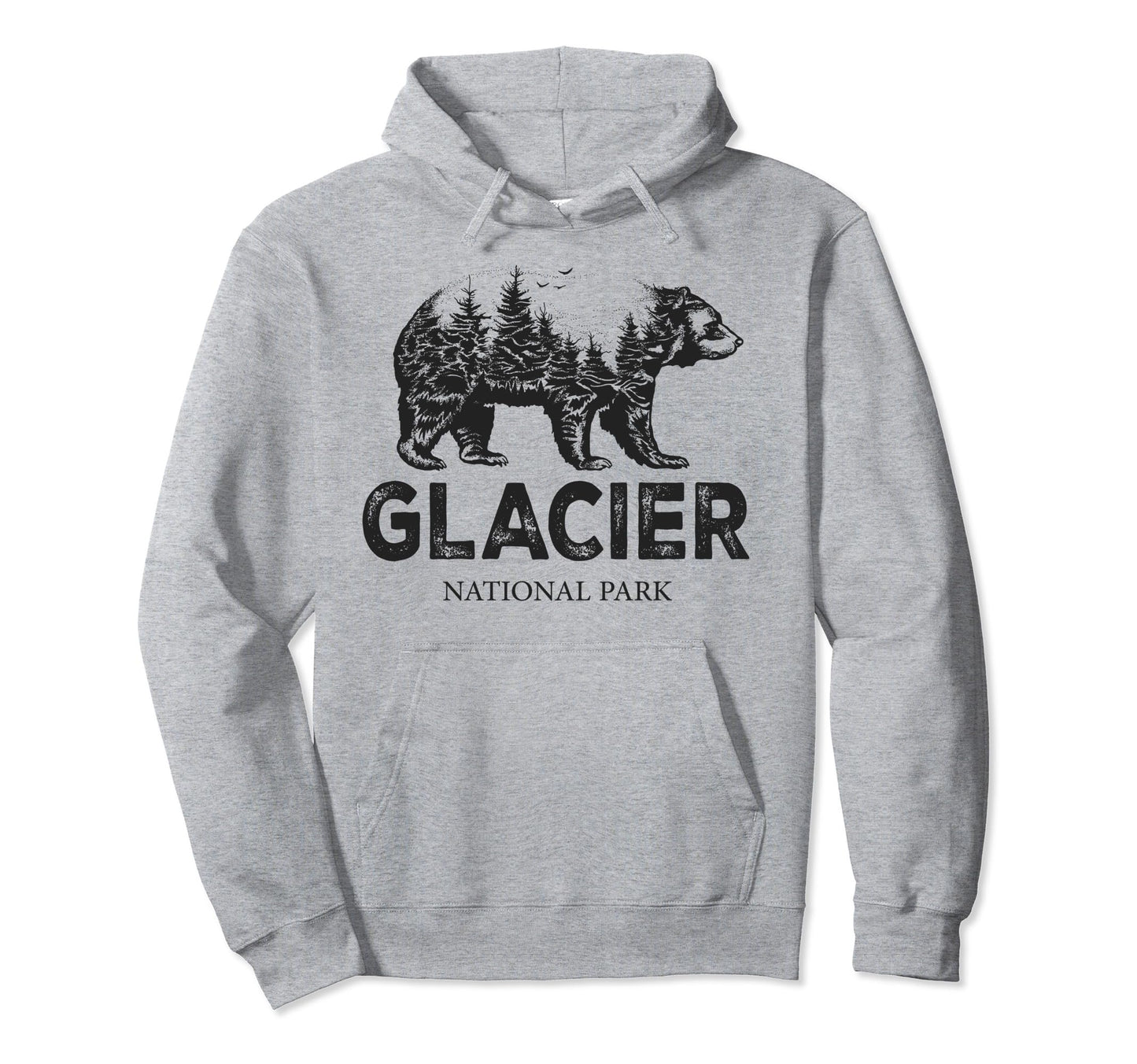 Glacier National Park Grizzly Bear Nature Hoodie - Trendy Graphic Unisex - T-Shirt, Sweatshirt, Hoodie