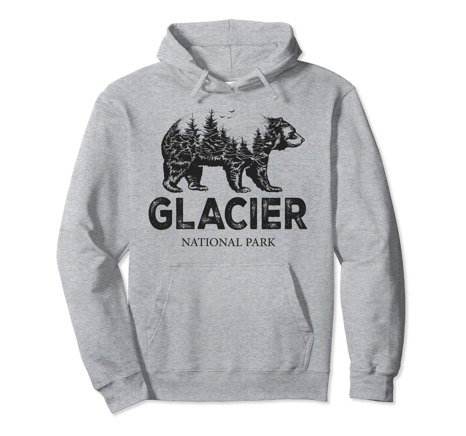 Glacier National Park Grizzly Bear Nature Hoodie - Trendy Graphic Unisex - T-Shirt, Sweatshirt, Hoodie