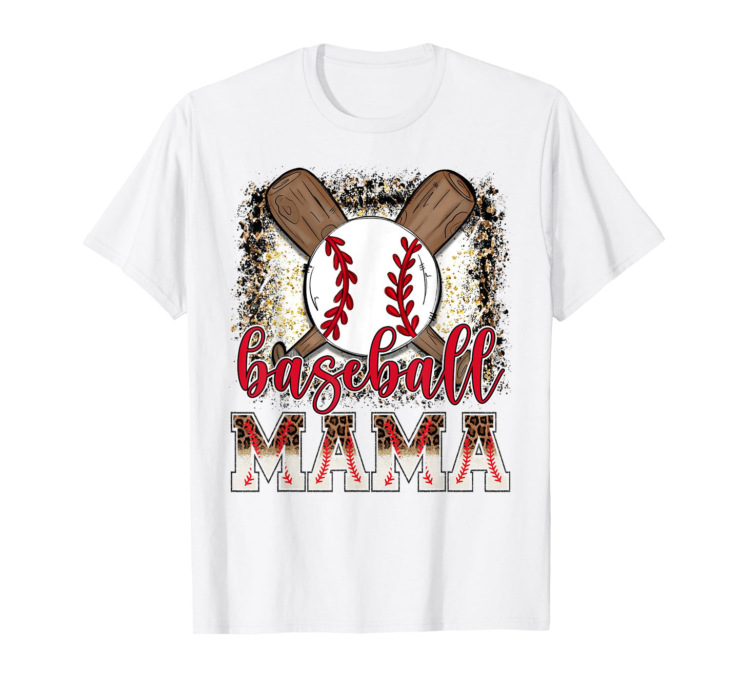 Baseball Mama Leopard Proud Ball Mama T-Shirt - Custom Art Print Men Women - T-Shirt, Sweatshirt, Hoodie