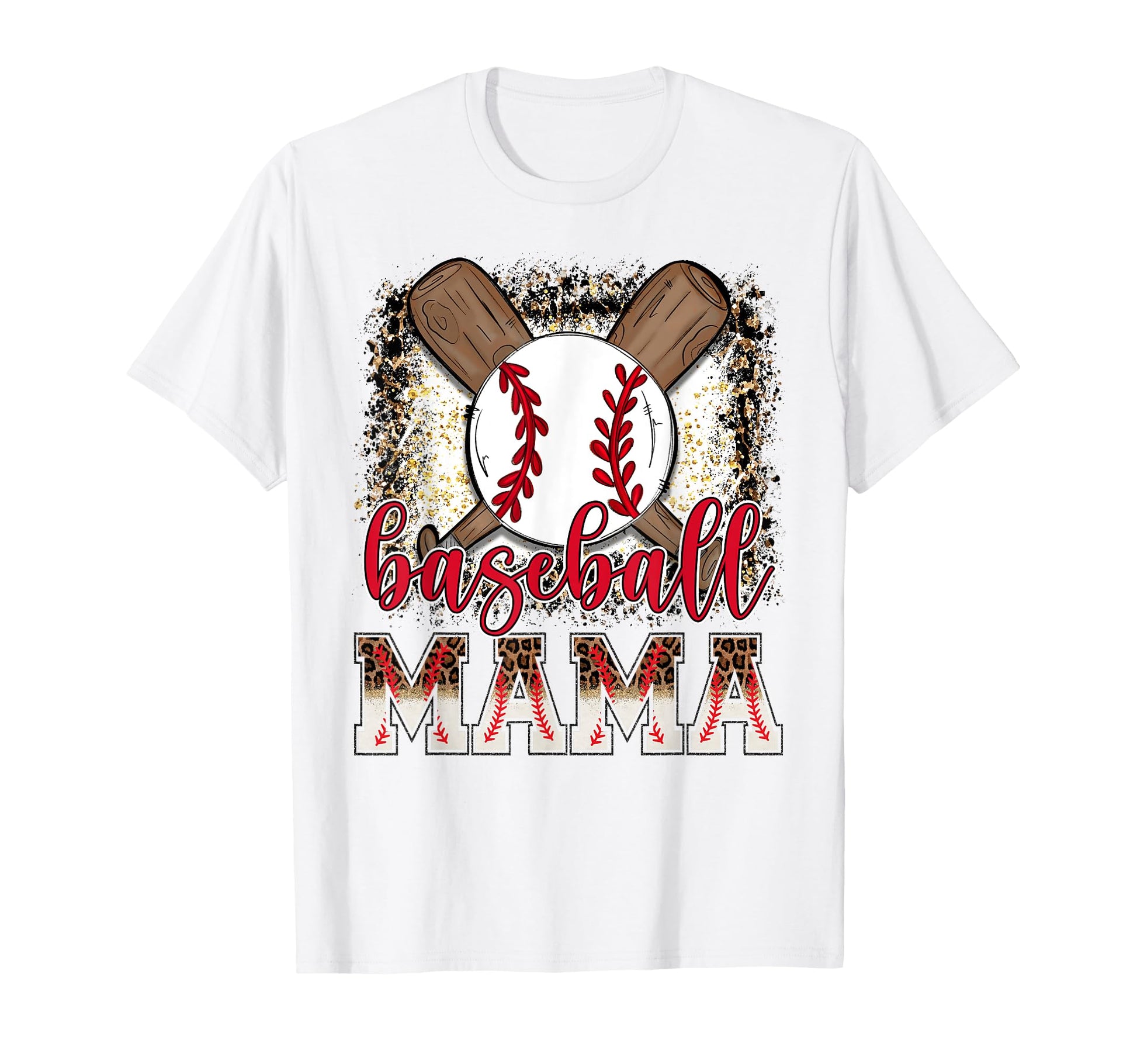 Baseball Mama Leopard Proud Ball Mama T-Shirt - Custom Art Print Men Women - T-Shirt, Sweatshirt, Hoodie