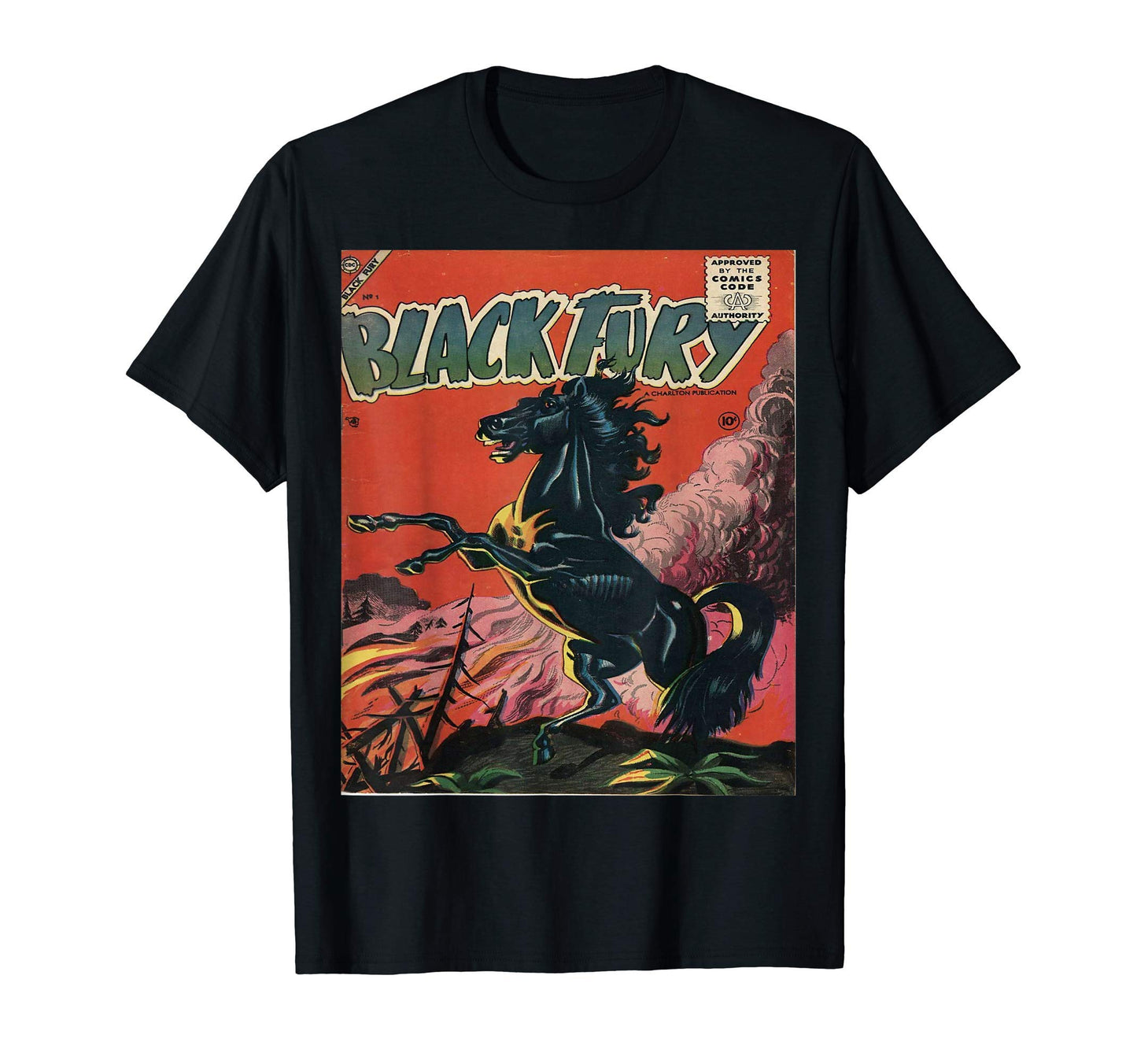 Black Fury Horse Western Cowboy T-Shirt - Minimalist Print Men Women - T-Shirt, Sweatshirt, Hoodie