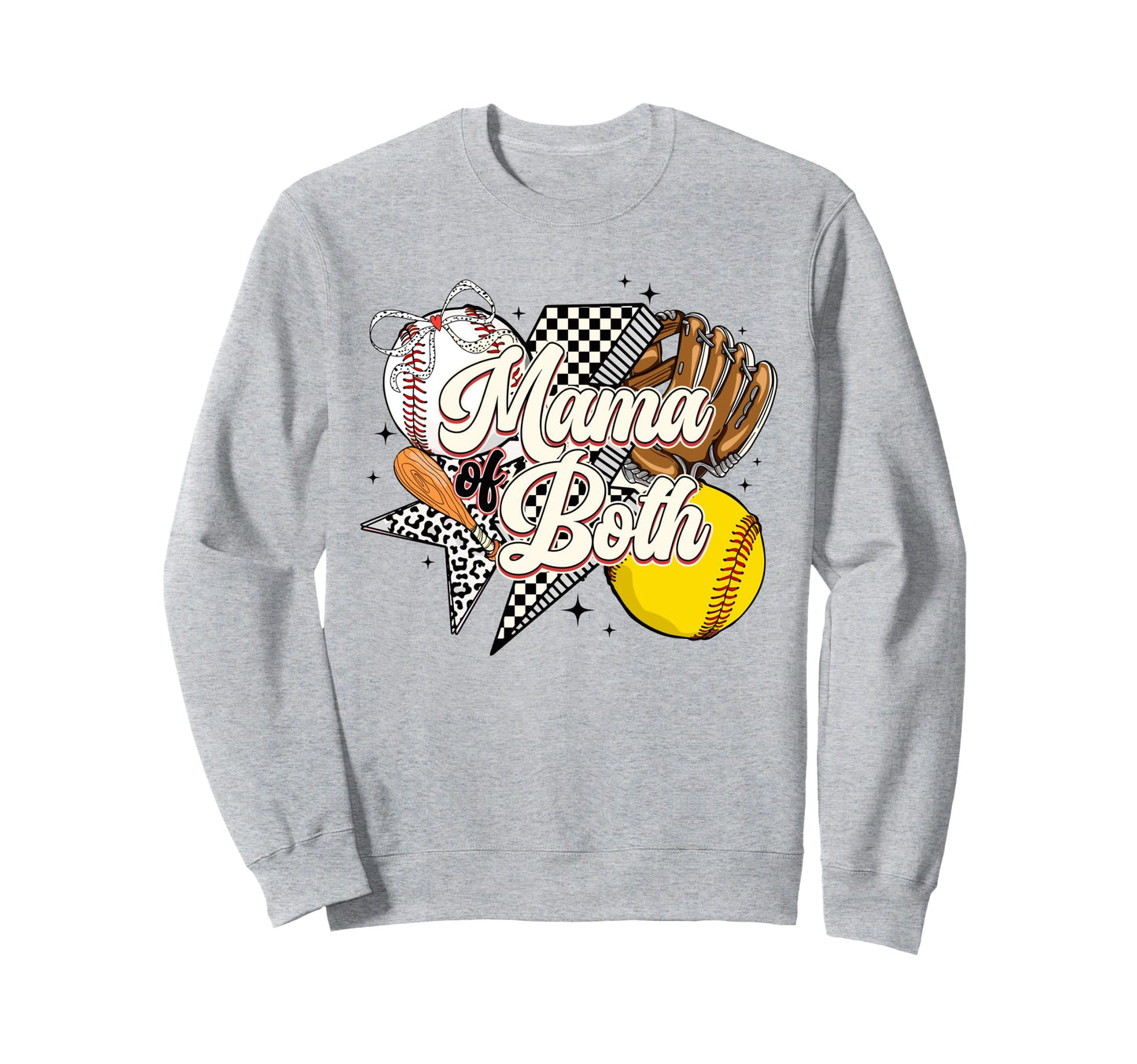 Mama Both Baseball And Softball Mom Sweatshirt - Graphic Print Unisex - T-Shirt, Sweatshirt, Hoodie