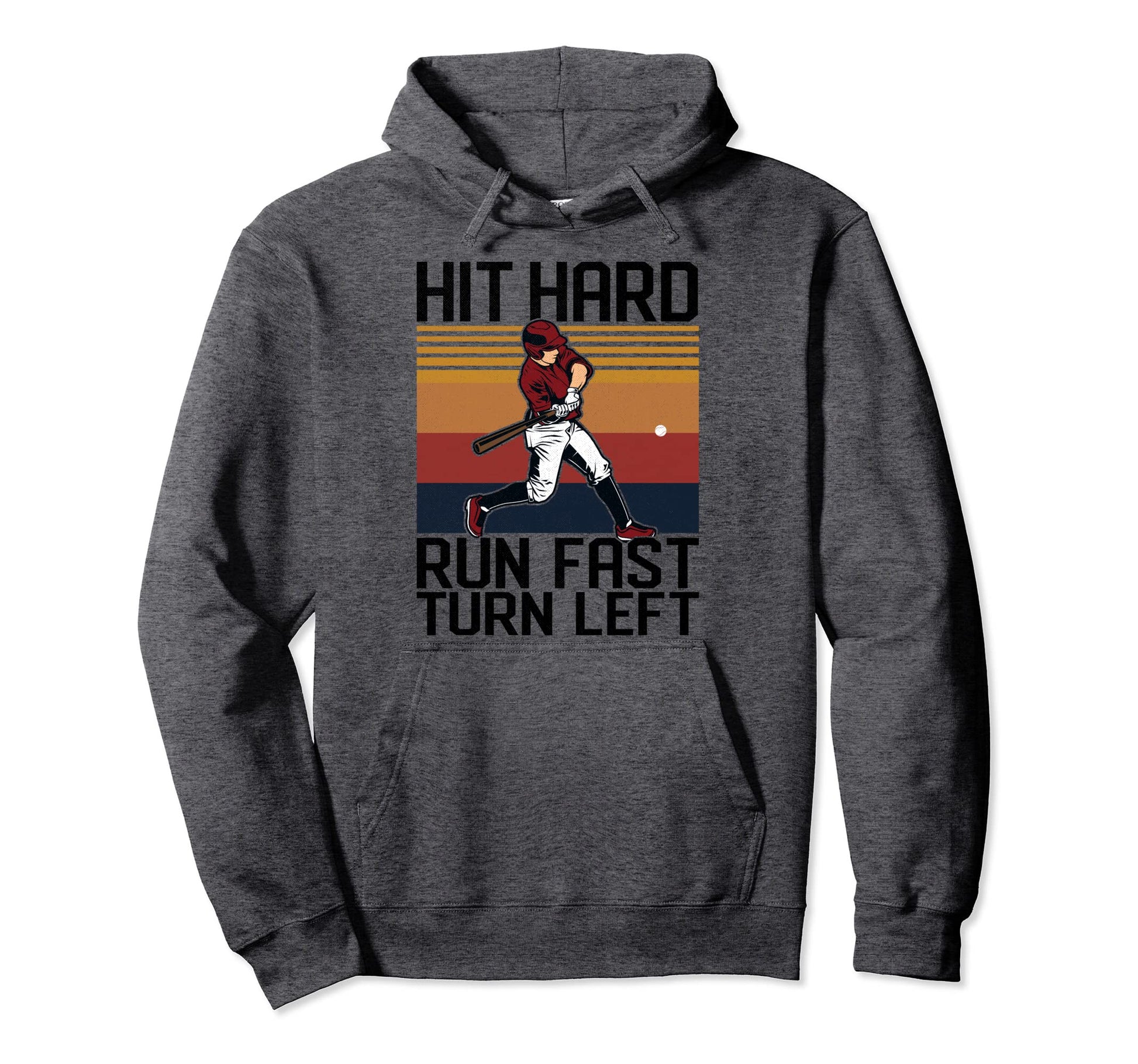 Baseball Player Sports Hit Hard Hoodie - Casual Everyday Wear Men Women - T-Shirt, Sweatshirt, Hoodie