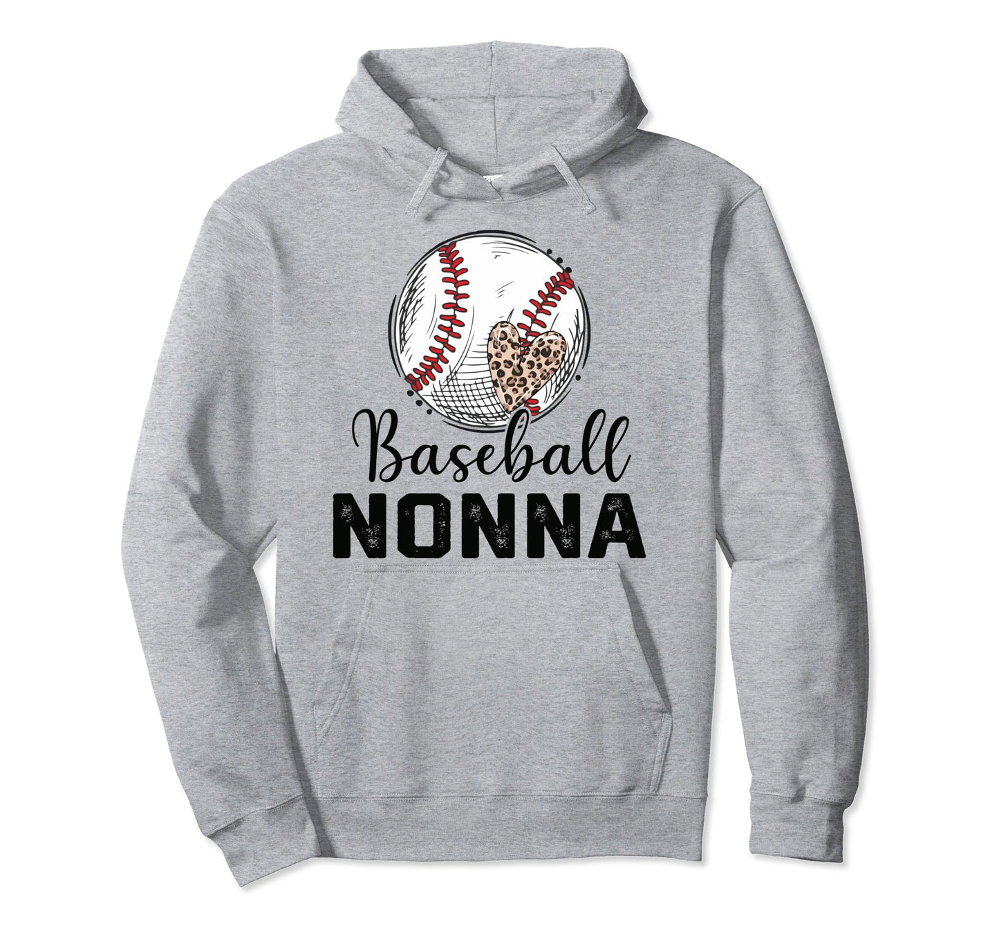 Leopard Heart Baseball Nonna Hoodie - Graphic Print Unisex - T-Shirt, Sweatshirt, Hoodie