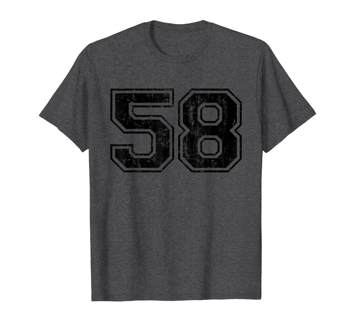 Number 58 Varsity Distressed Sport Team T-Shirt - Custom Art Print Unisex - T-Shirt, Sweatshirt, Hoodie