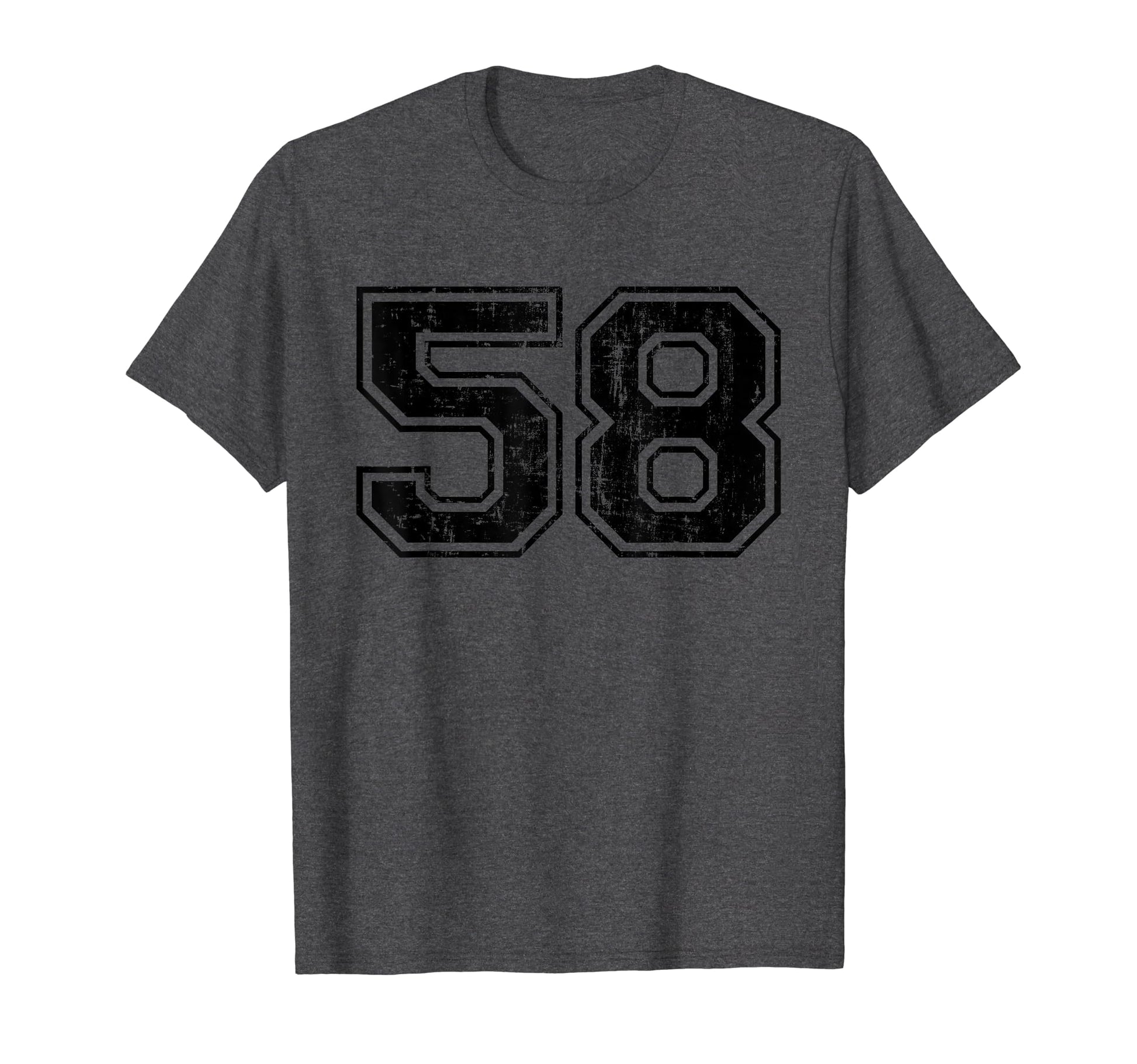 Number 58 Varsity Distressed Sport Team T-Shirt - Custom Art Print Unisex - T-Shirt, Sweatshirt, Hoodie