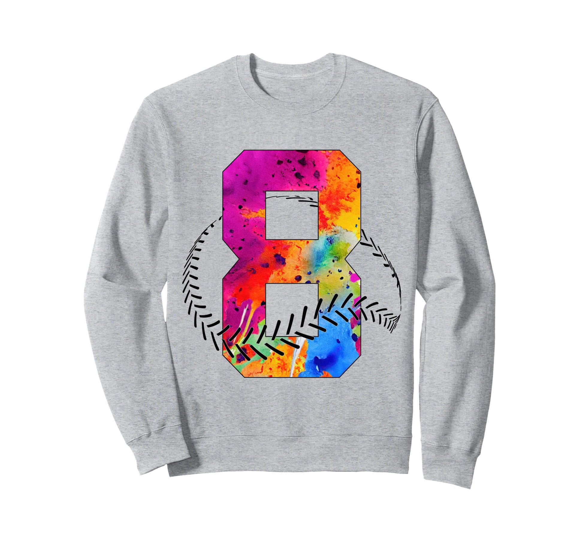 Number 8 Years Baseball 8Th Birthday Sweatshirt - Unique Graphic Unisex - T-Shirt, Sweatshirt, Hoodie