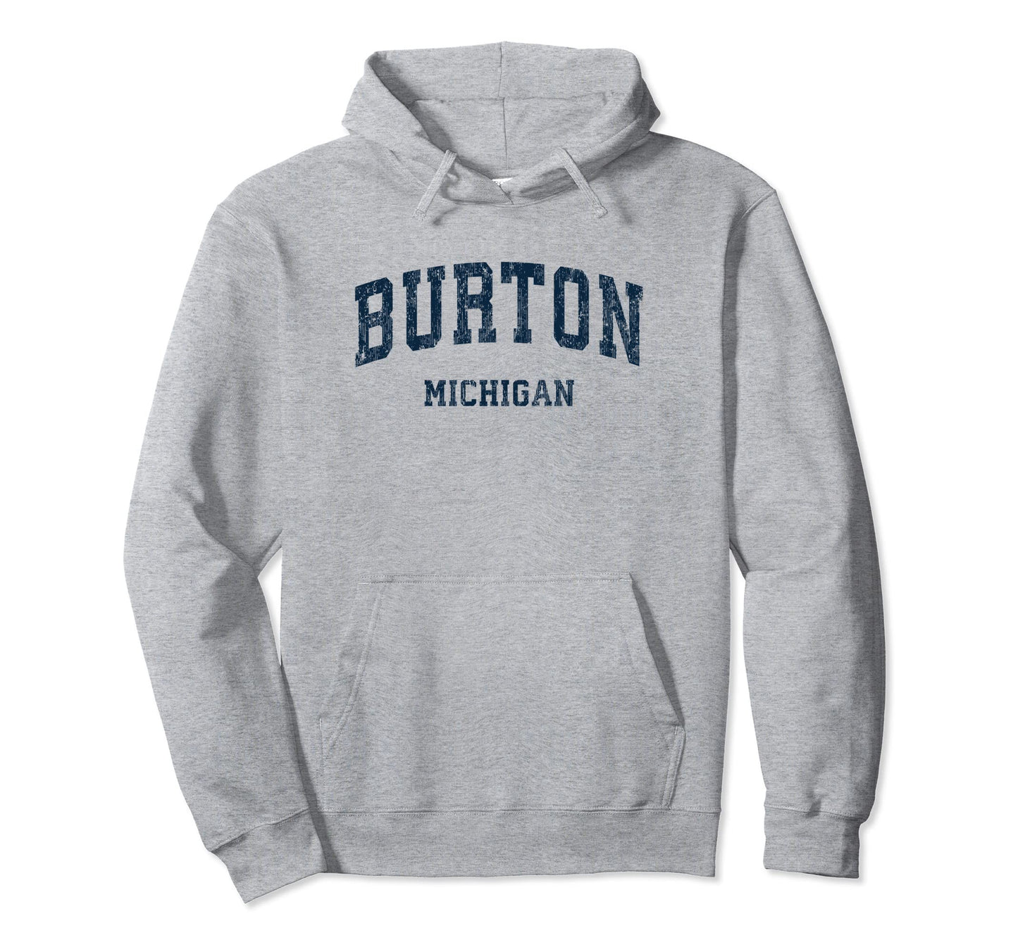 Burton Michigan Mi Varsity Sport Navy Hoodie - Aesthetic Graphic for Adults - T-Shirt, Sweatshirt, Hoodie
