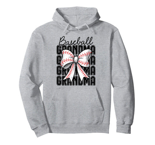 Baseball Grandma Coquette Bow Baseball Hoodie - Novelty Apparel Men Women - T-Shirt, Sweatshirt, Hoodie