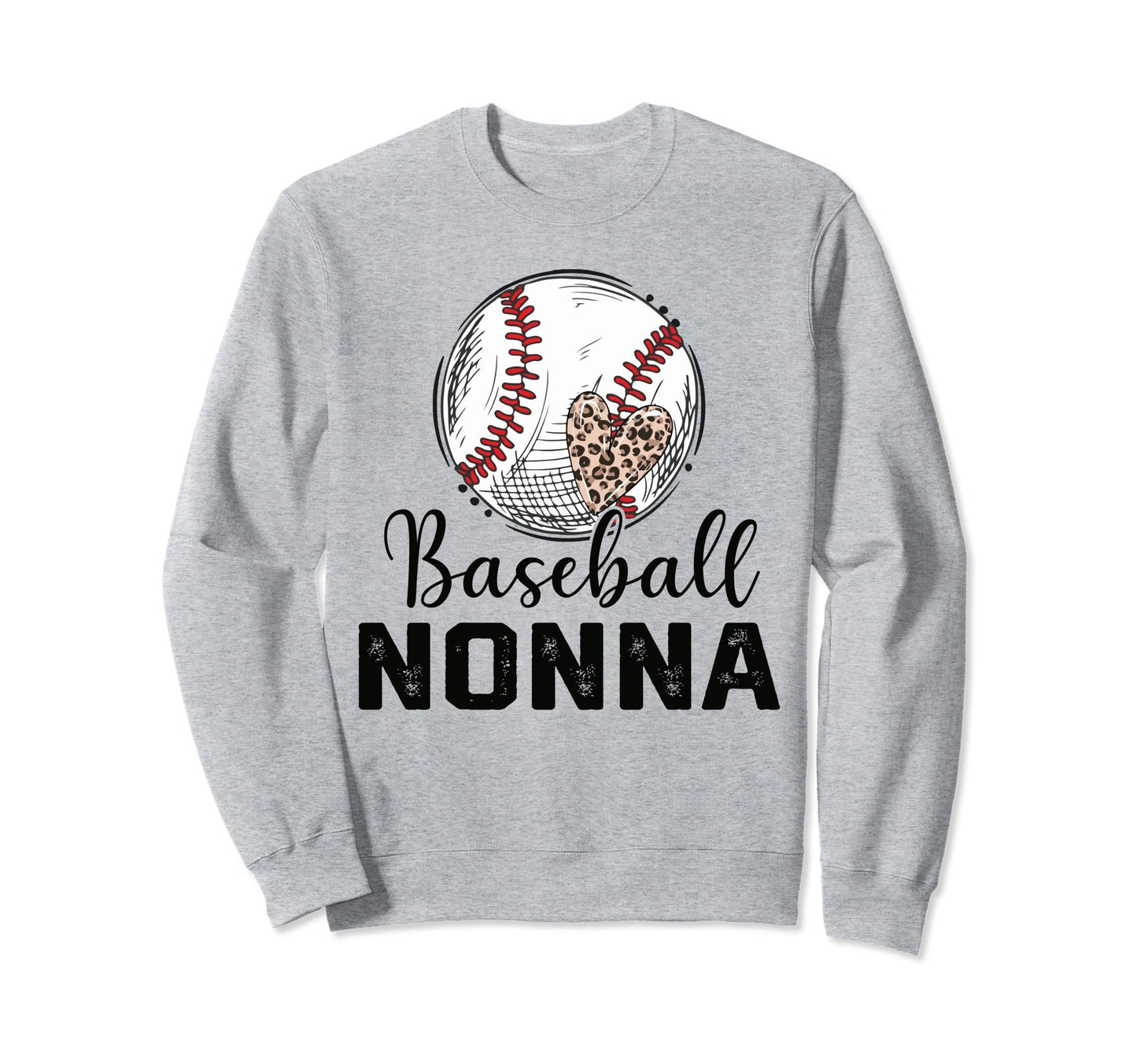 Leopard Heart Baseball Nonna Sweatshirt - Novelty Apparel for Adults - T-Shirt, Sweatshirt, Hoodie