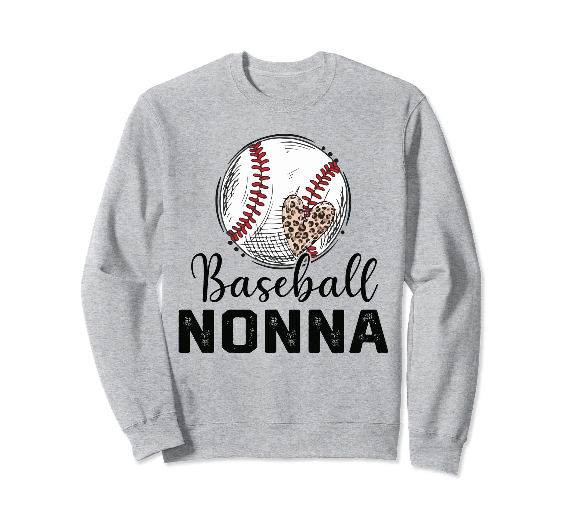 Leopard Heart Baseball Nonna Sweatshirt - Novelty Apparel for Adults - T-Shirt, Sweatshirt, Hoodie