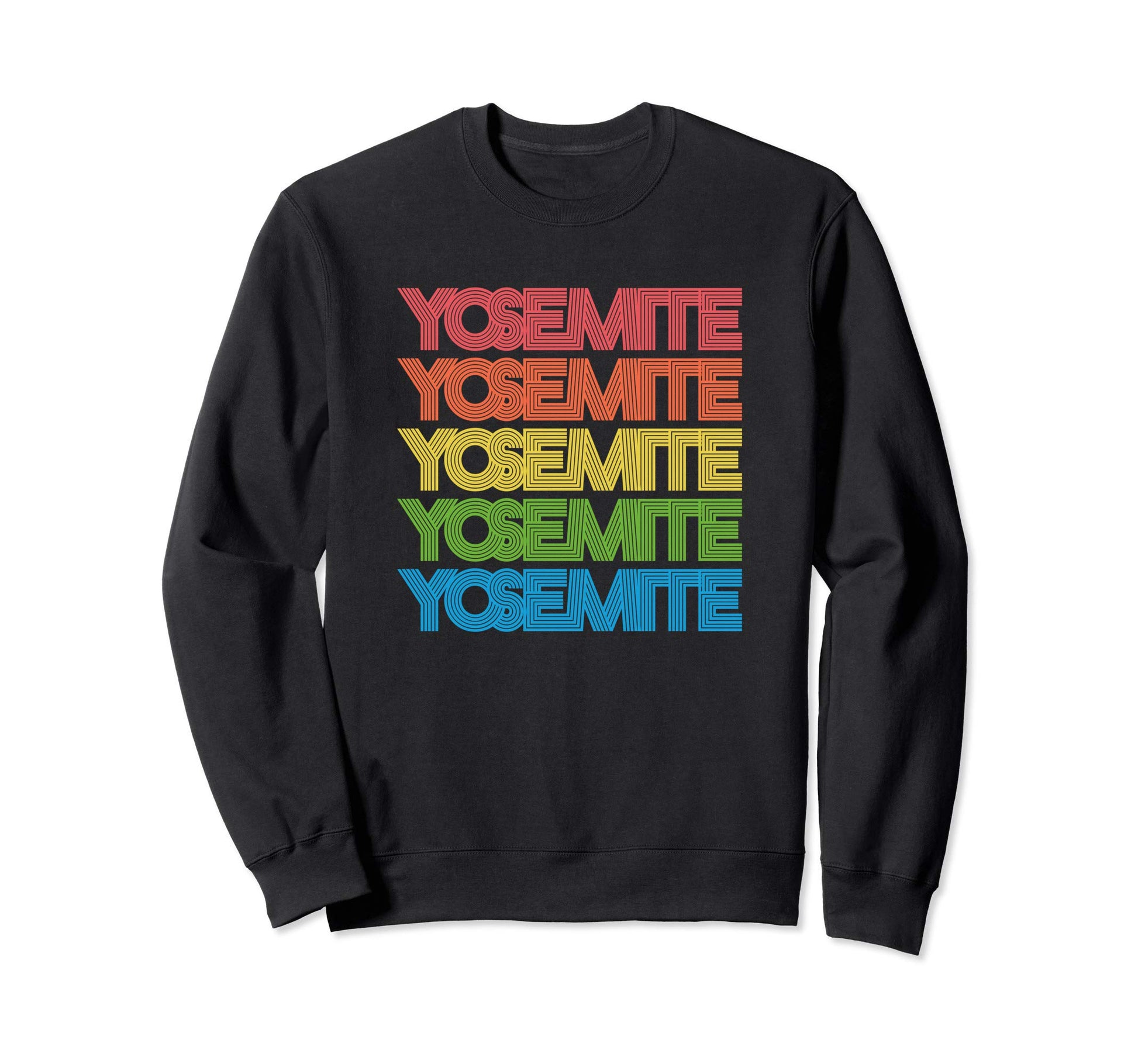 60S Rainbow Typography Yosemite Sweatshirt - Aesthetic Graphic Unisex - T-Shirt, Sweatshirt, Hoodie