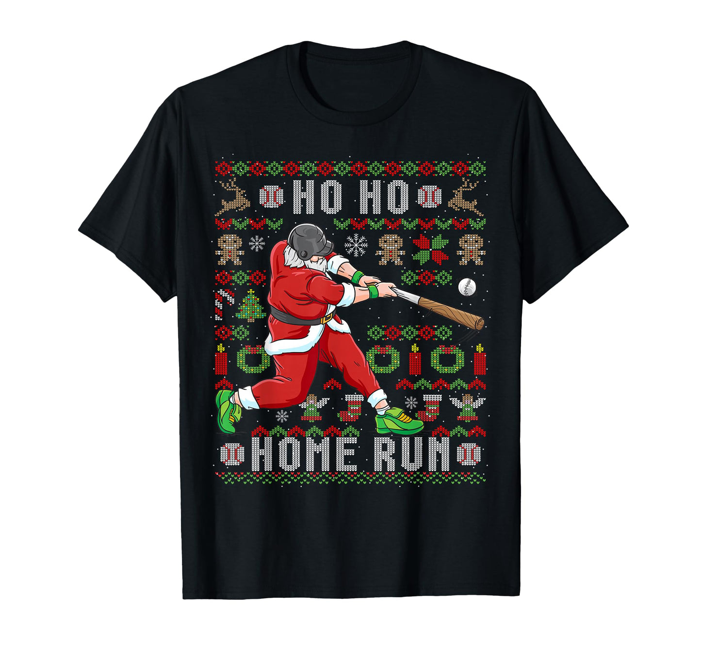 Ugly Baseball Ho Ho Home Run Funny Gift T-Shirt - Minimalist Print Unisex - T-Shirt, Sweatshirt, Hoodie