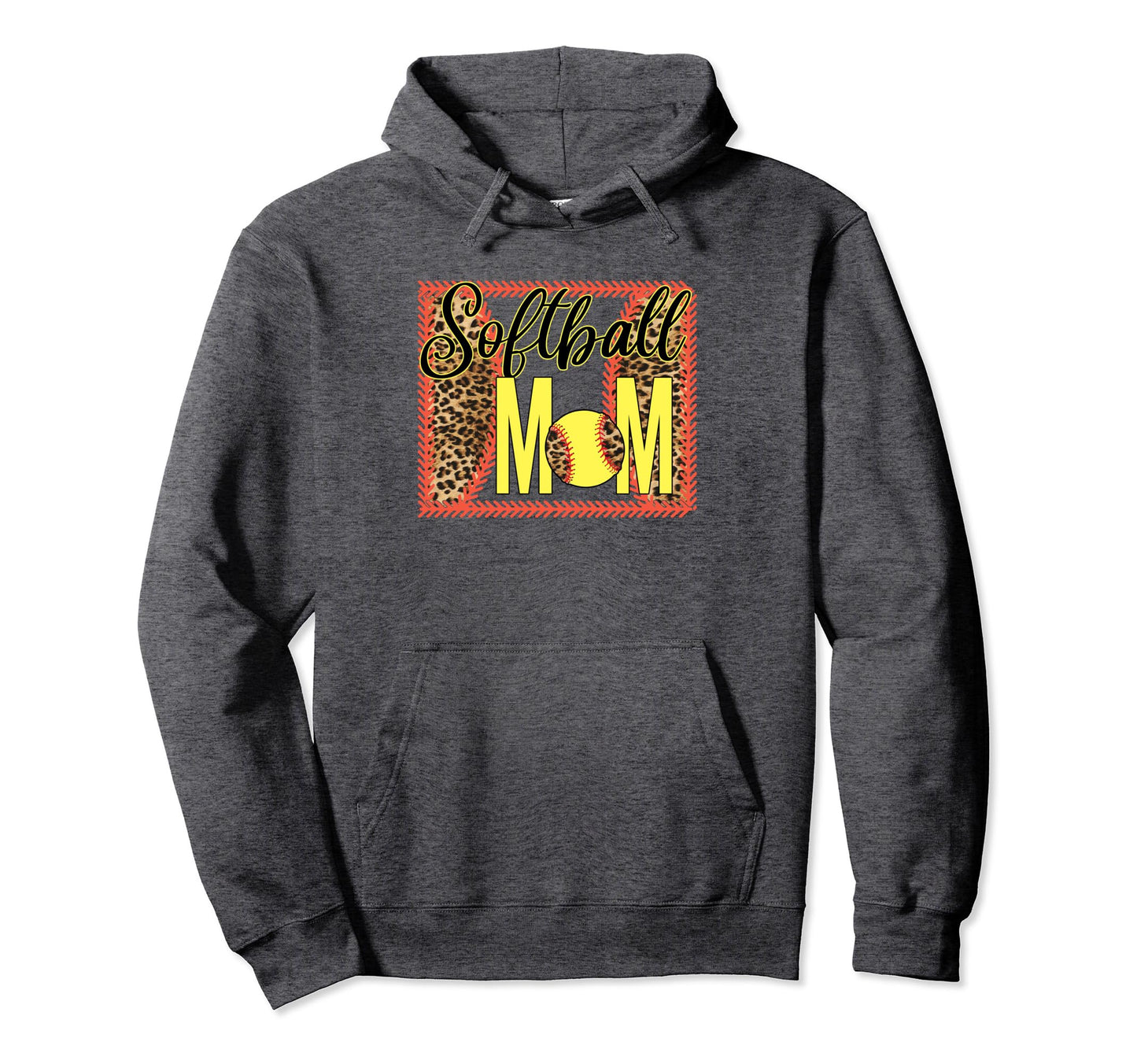 Softball Mom Leopard Funny Softball Hoodie - Fun Novelty Design Men Women - T-Shirt, Sweatshirt, Hoodie