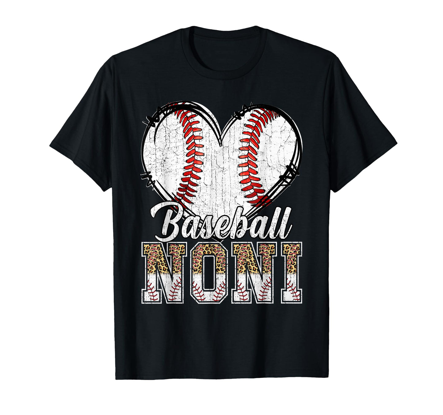 Softball Baseball Noni Heart Leopard T-Shirt - Minimalist Print for Adults - T-Shirt, Sweatshirt, Hoodie