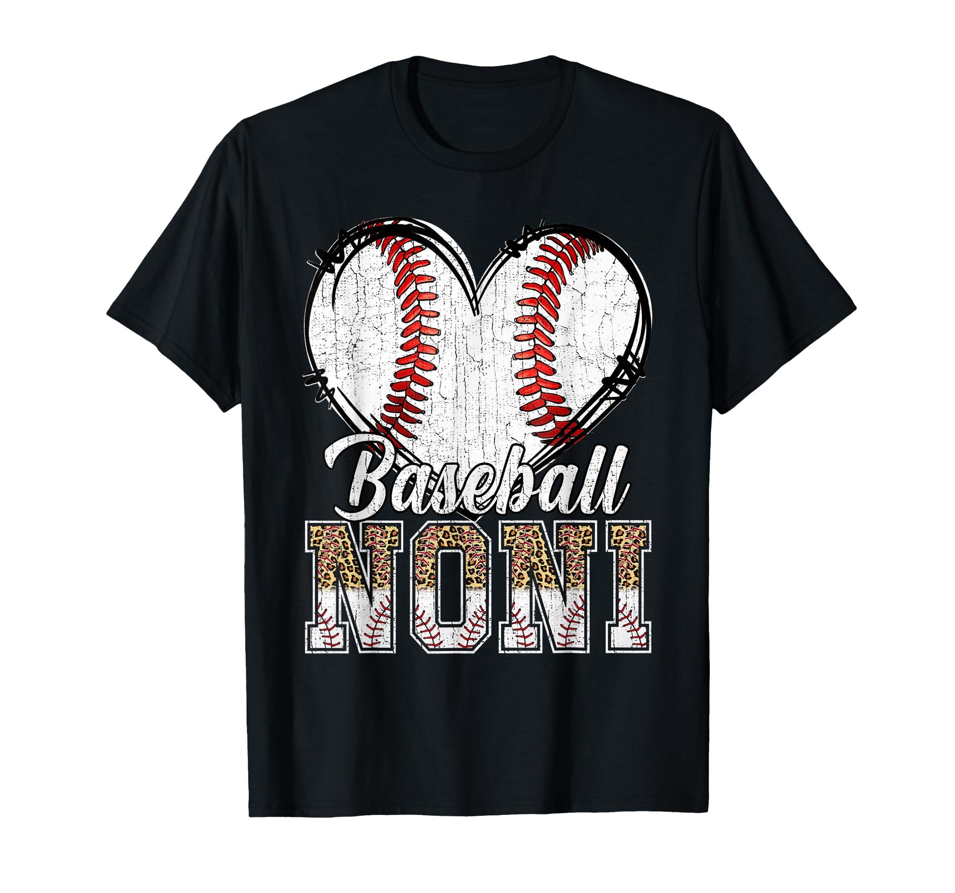 Softball Baseball Noni Heart Leopard T-Shirt - Minimalist Print for Adults - T-Shirt, Sweatshirt, Hoodie
