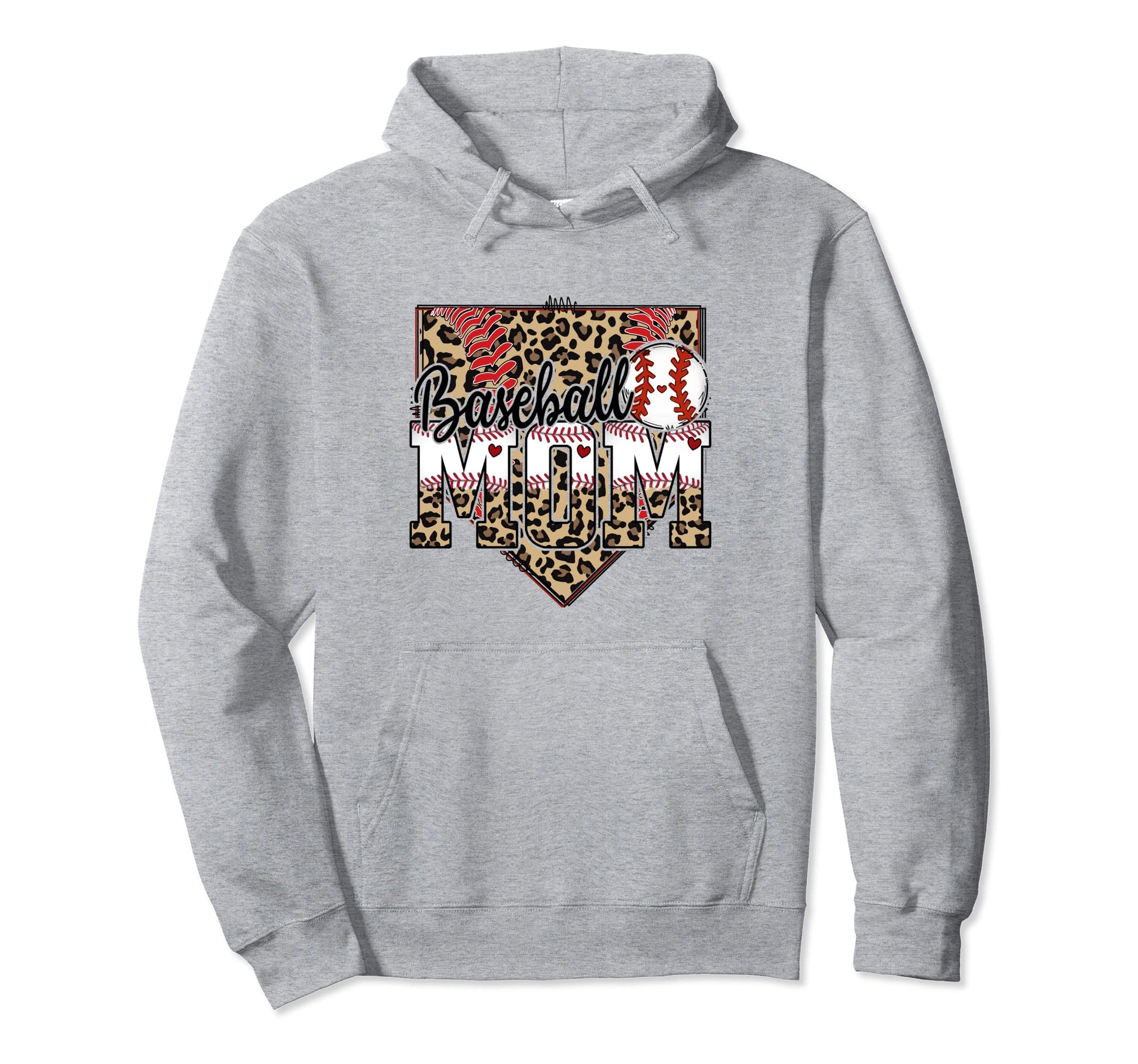 Baseball Mom Leopard Cheetah Hoodie - Trendy Graphic Unisex - T-Shirt, Sweatshirt, Hoodie